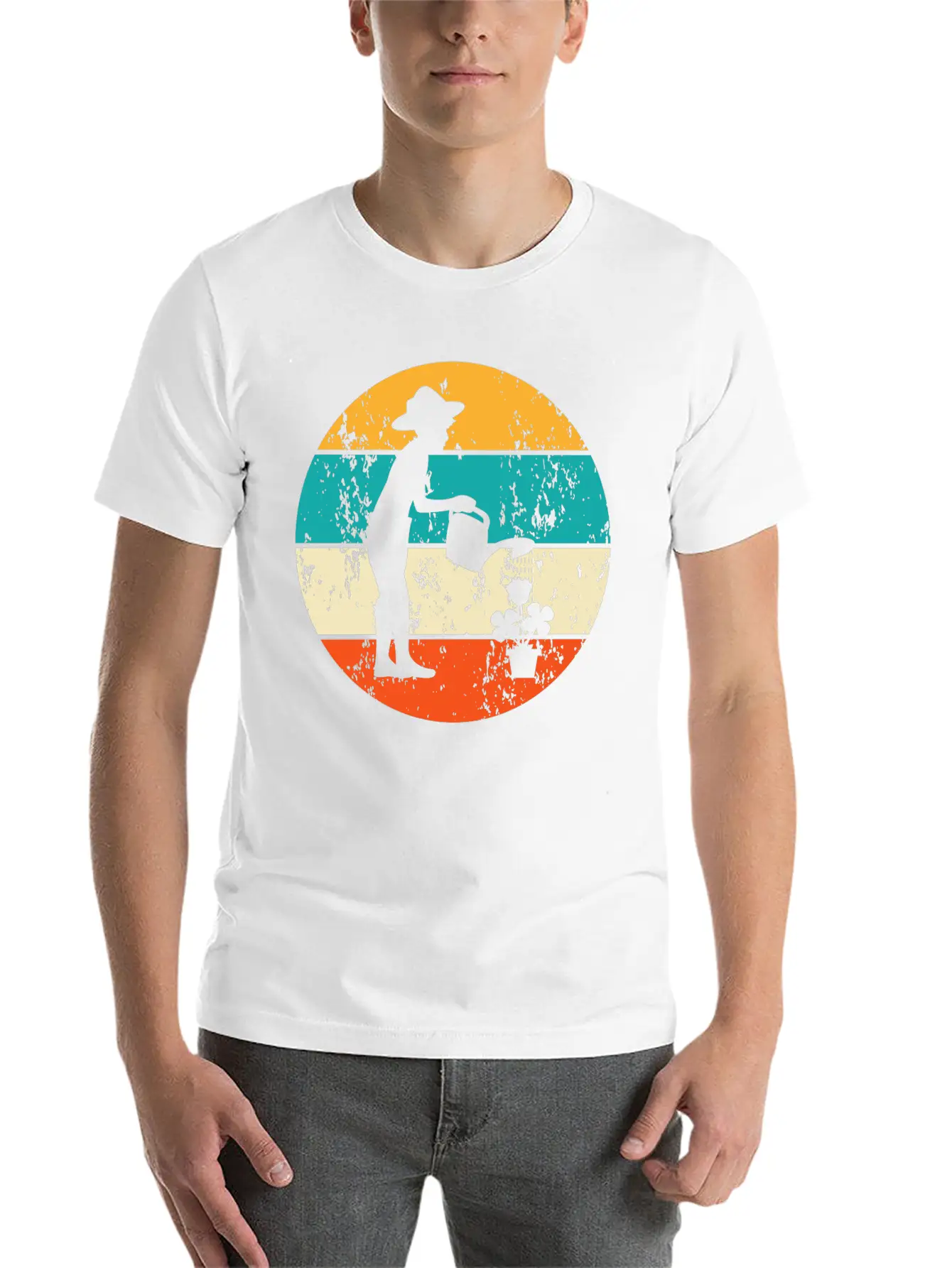 Vintage Retro Gardener Gardening Garden Flowers Unisex Short Sleeve Soft Cotton T-Shirt – Casual Everyday Wear