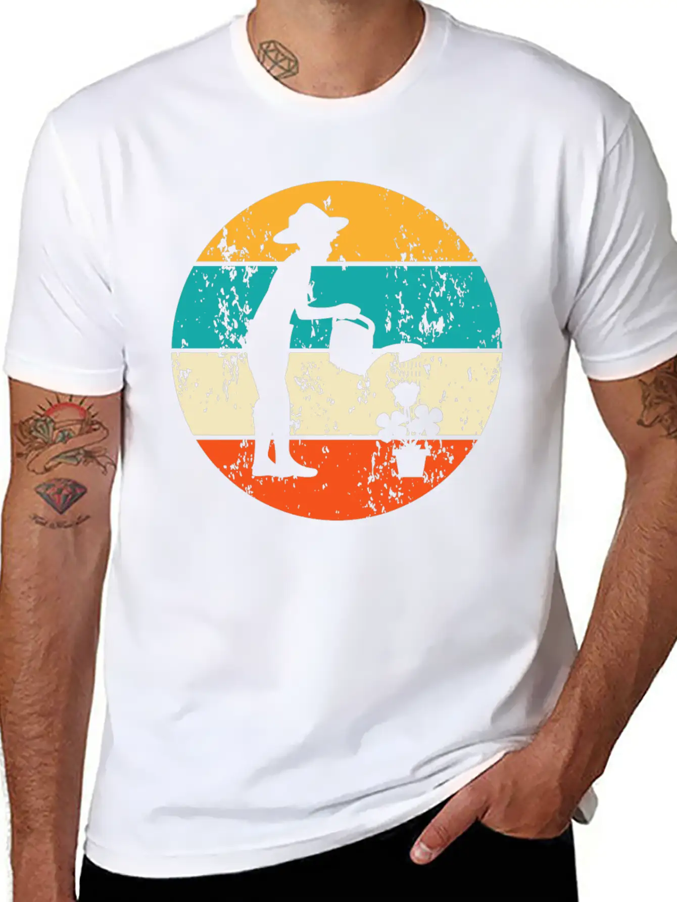 Vintage Retro Gardener Gardening Garden Flowers Unisex Short Sleeve Soft Cotton T-Shirt – Casual Everyday Wear