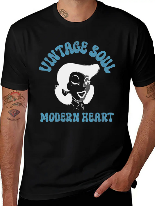 Vintage Soul Modern Heart Unisex Short Sleeve Soft Cotton T-Shirt – Casual Everyday Wear