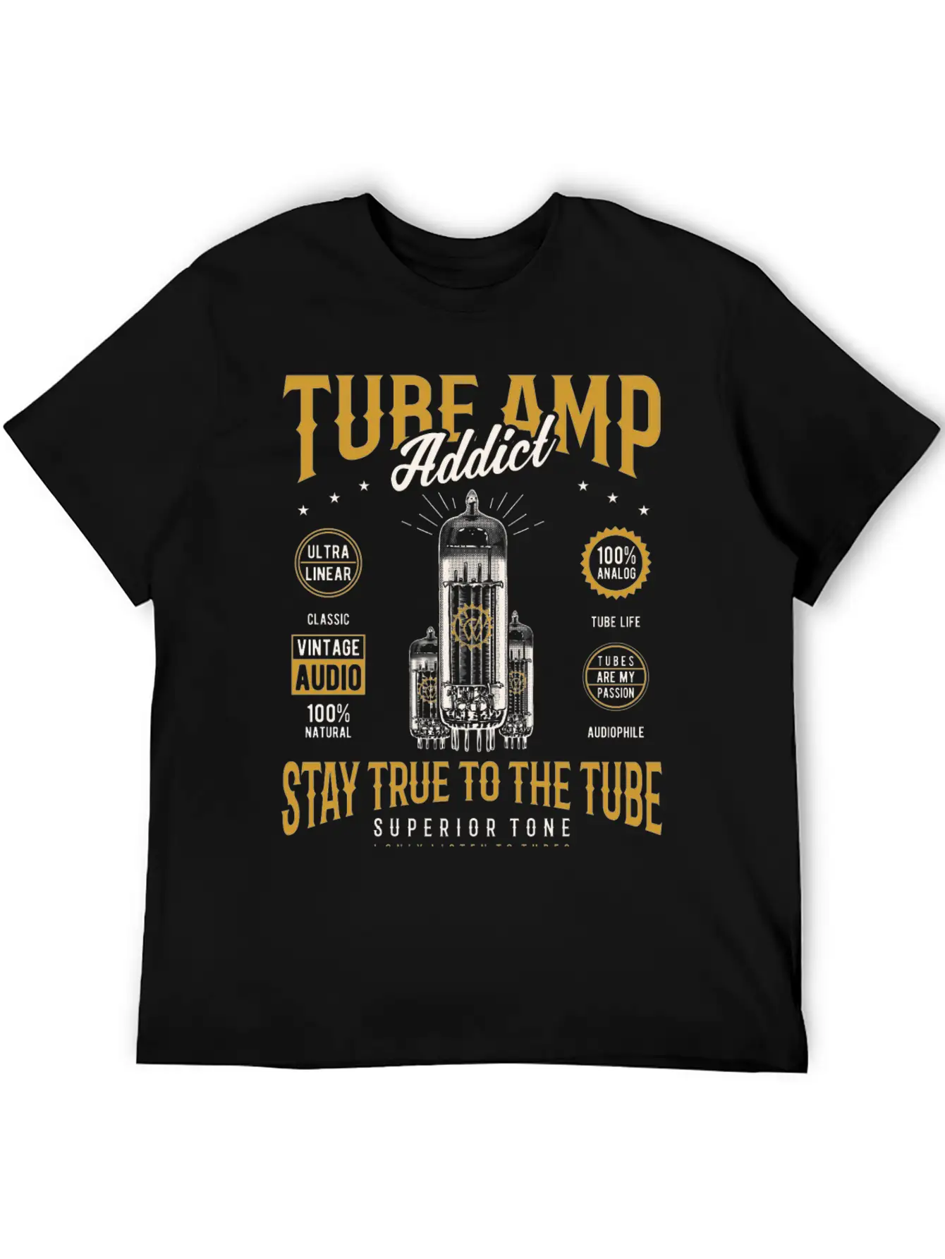 Vintage Vacuum Tube Guitar Amplifier Tube Amp Unisex Short Sleeve Soft Cotton T-Shirt – Casual Everyday Wear
