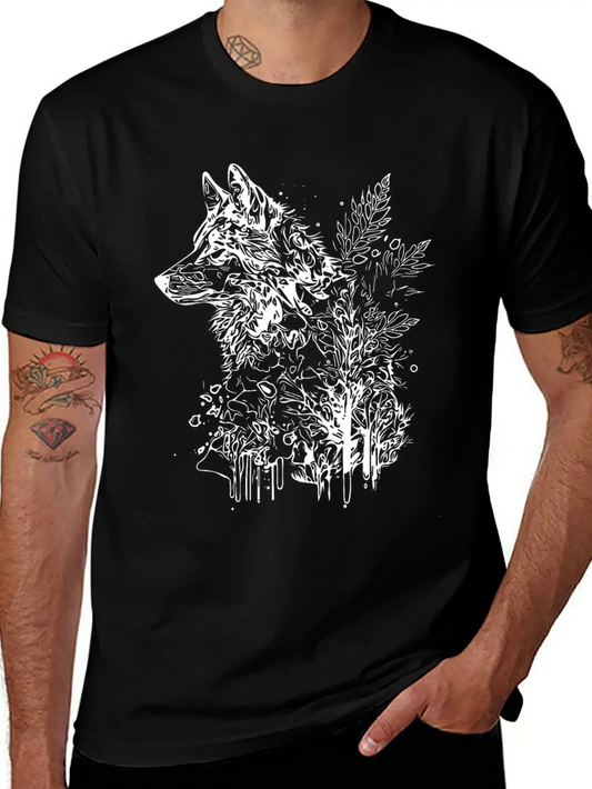 Vintage Wolf Head Portrait Nature Ink Tattoo Style Unisex Casual T-Shirt – Clean Design For Daily Comfort