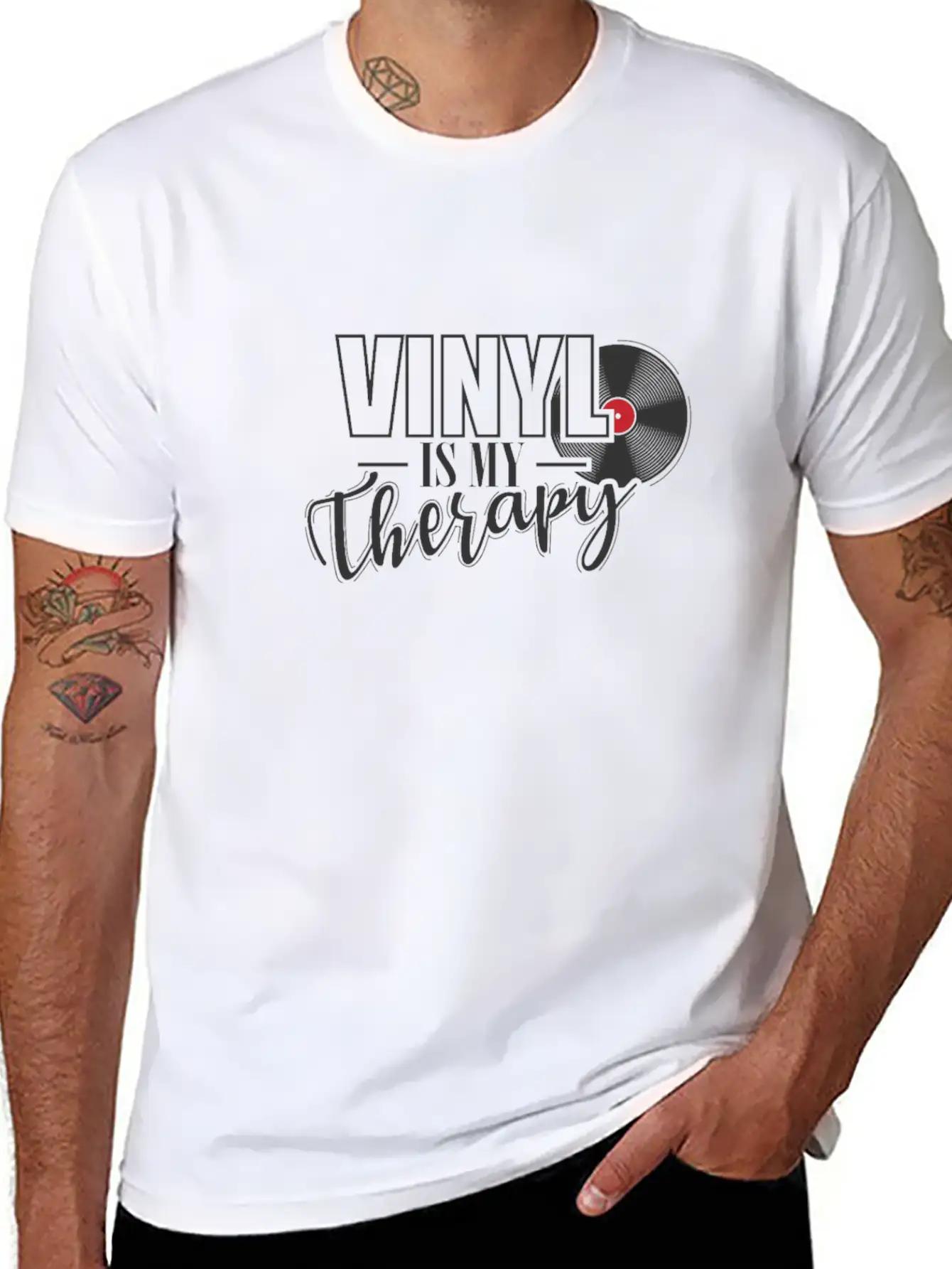 Vinyl Is My Therapy Vinyl Record Music Basic Graphic T-Shirt – Daily Comfort In Soft Cotton