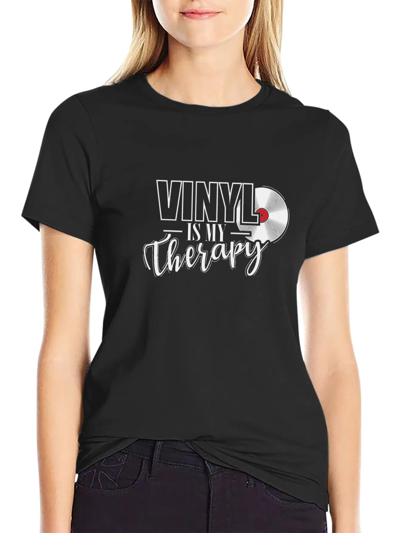 Vinyl Is My Therapy Vinyl Record Music Basic Graphic T-Shirt – Daily Comfort In Soft Cotton