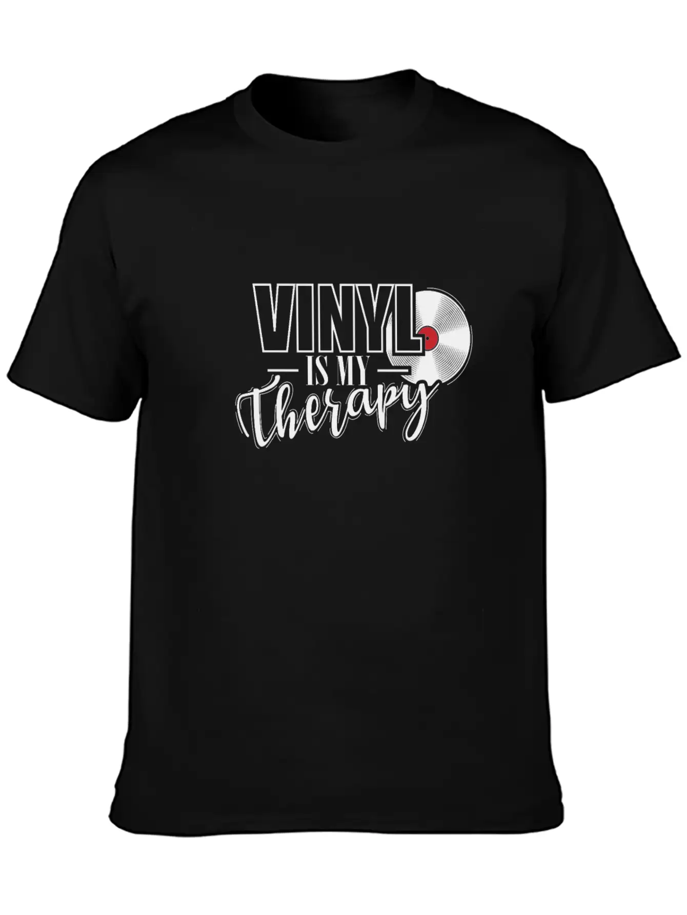 Vinyl Is My Therapy Vinyl Record Music Basic Graphic T-Shirt – Daily Comfort In Soft Cotton