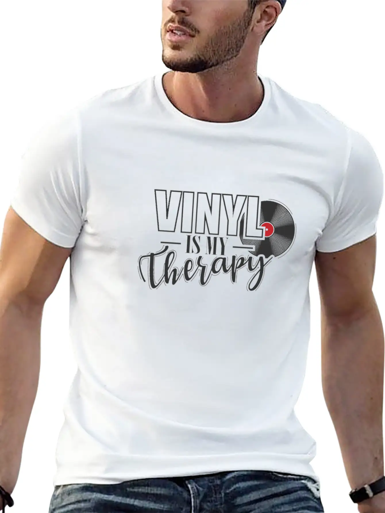 Vinyl Is My Therapy Vinyl Record Music Basic Graphic T-Shirt – Daily Comfort In Soft Cotton