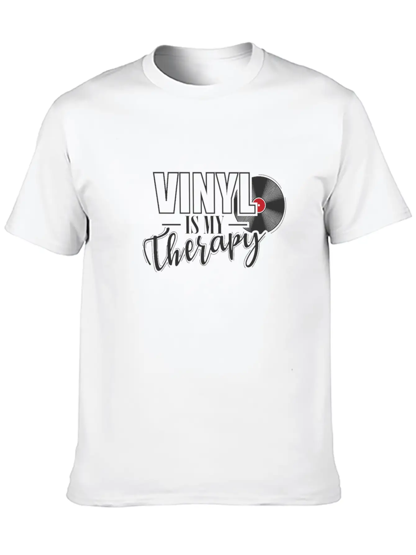 Vinyl Is My Therapy Vinyl Record Music Basic Graphic T-Shirt – Daily Comfort In Soft Cotton