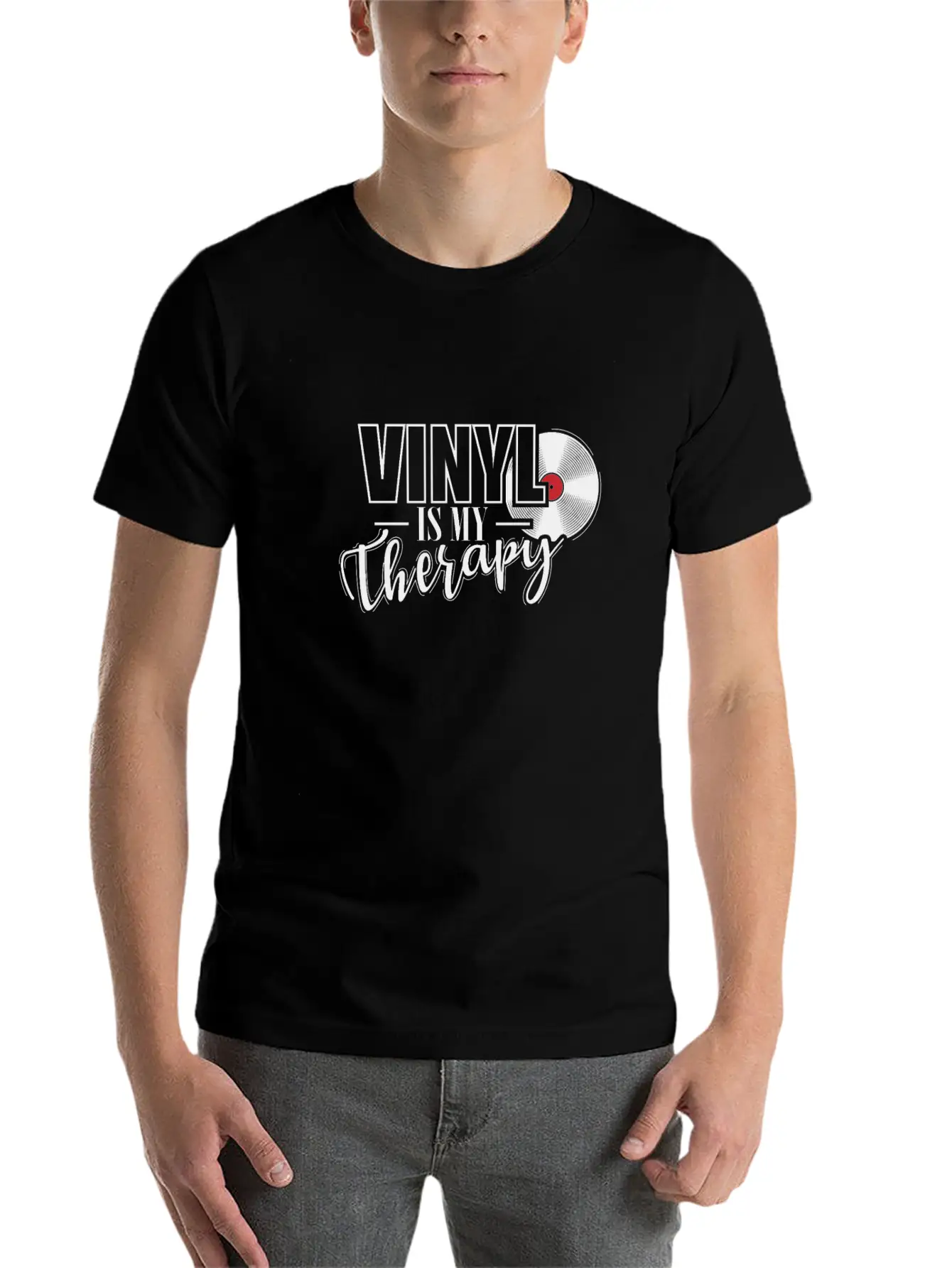 Vinyl Is My Therapy Vinyl Record Music Basic Graphic T-Shirt – Daily Comfort In Soft Cotton