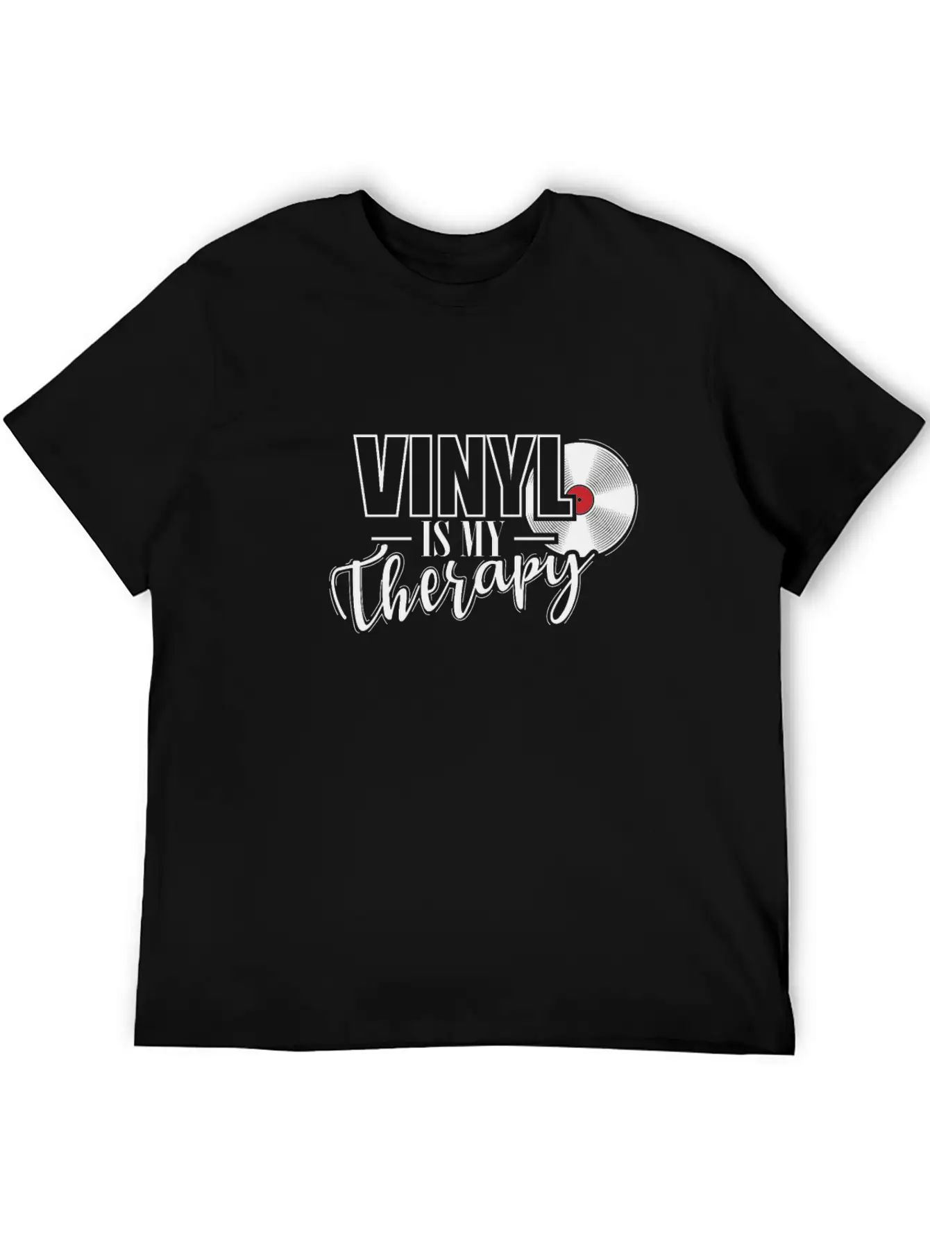 Vinyl Is My Therapy Vinyl Record Music Basic Graphic T-Shirt – Daily Comfort In Soft Cotton