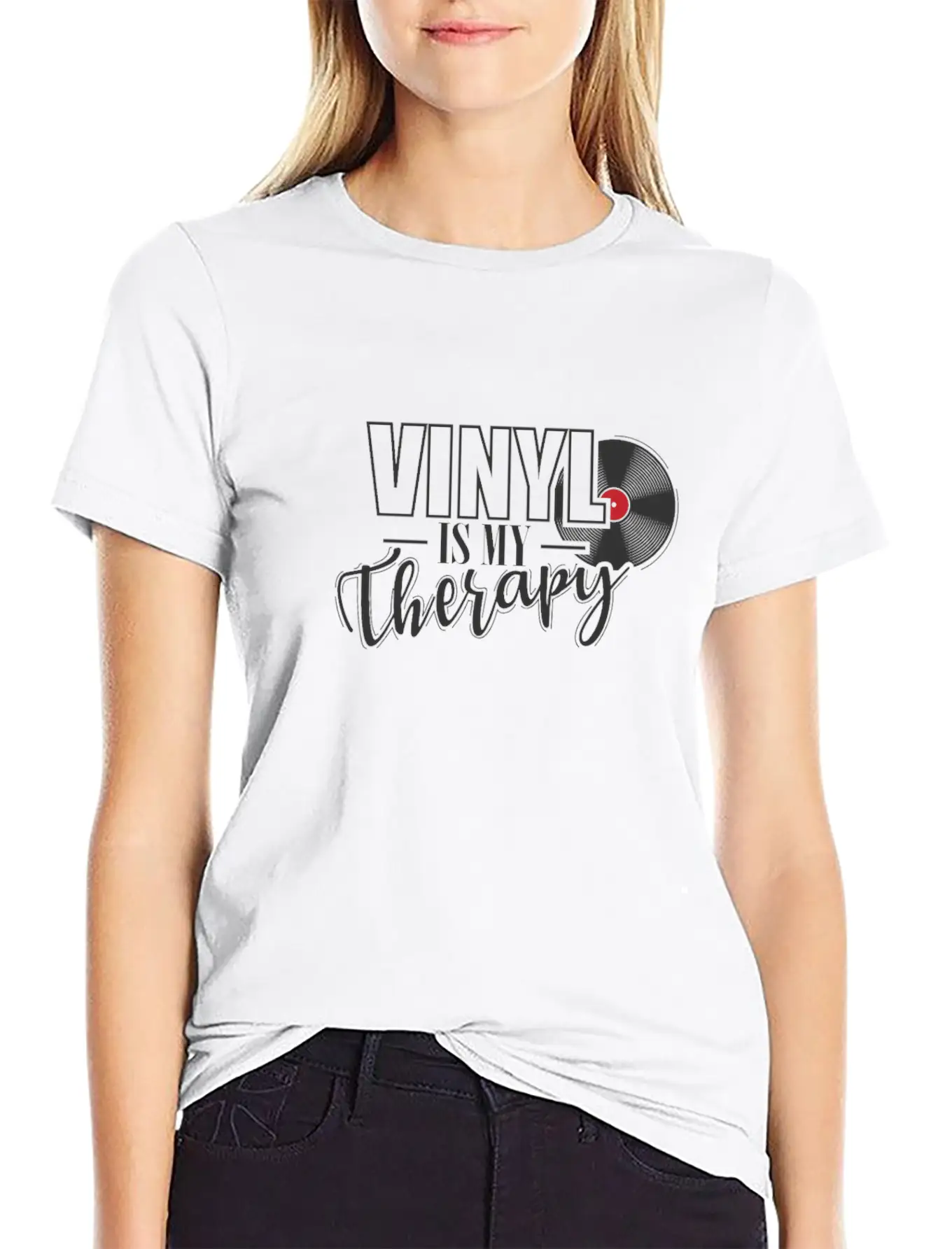Vinyl Is My Therapy Vinyl Record Music Basic Graphic T-Shirt – Daily Comfort In Soft Cotton