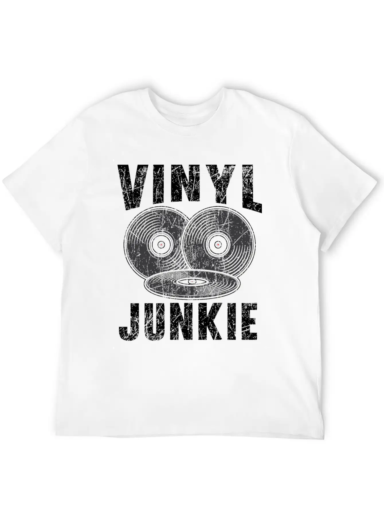 Vinyl Junkie Vinyl Record Player Music Lover Unisex Short Sleeve Soft Cotton T-Shirt – Casual Everyday Wear