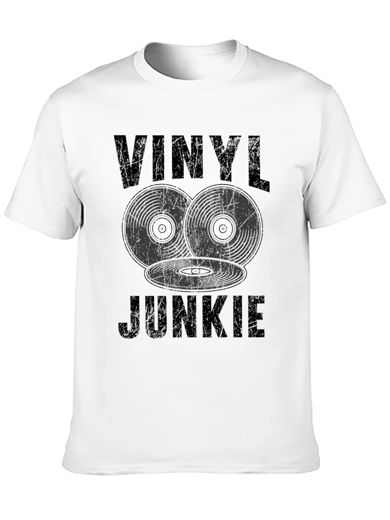 Vinyl Junkie Vinyl Record Player Music Lover Unisex Short Sleeve Soft Cotton T-Shirt – Casual Everyday Wear