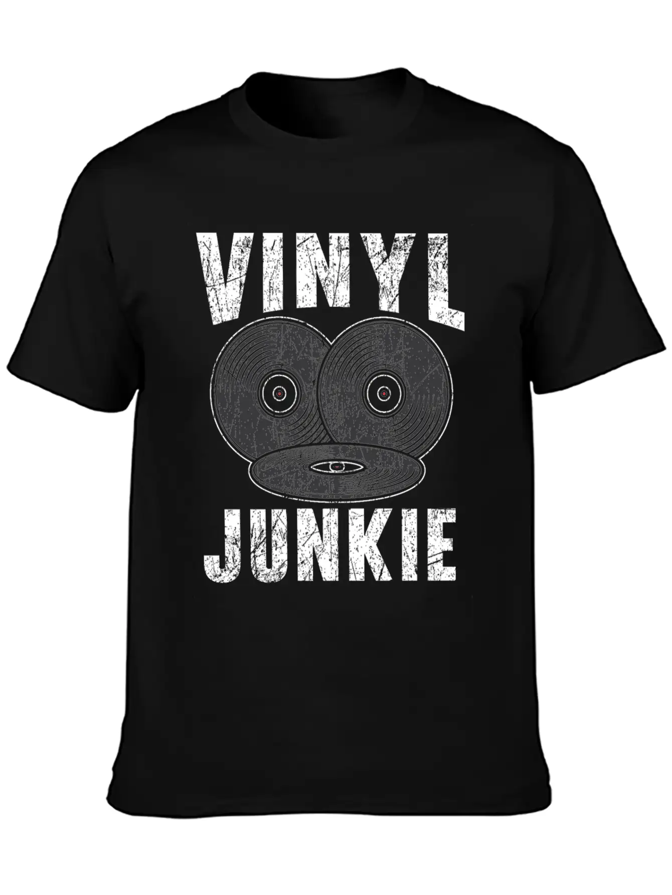 Vinyl Junkie Vinyl Record Player Music Lover Unisex Short Sleeve Soft Cotton T-Shirt – Casual Everyday Wear