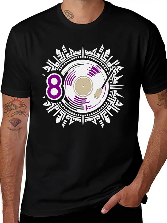 Vinyl Record Player Vector Tribal Design 3 Colors Timeless Short Sleeve Tee – Comfy And Minimalist Design