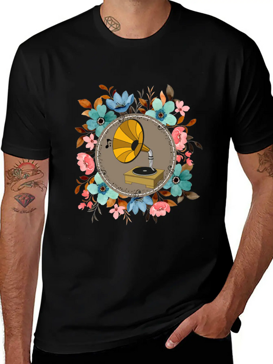 Vinyl Records With Beautiful Vintage Blue And Pink Stylish Everyday T-Shirt – Unisex Basic Cotton Tee