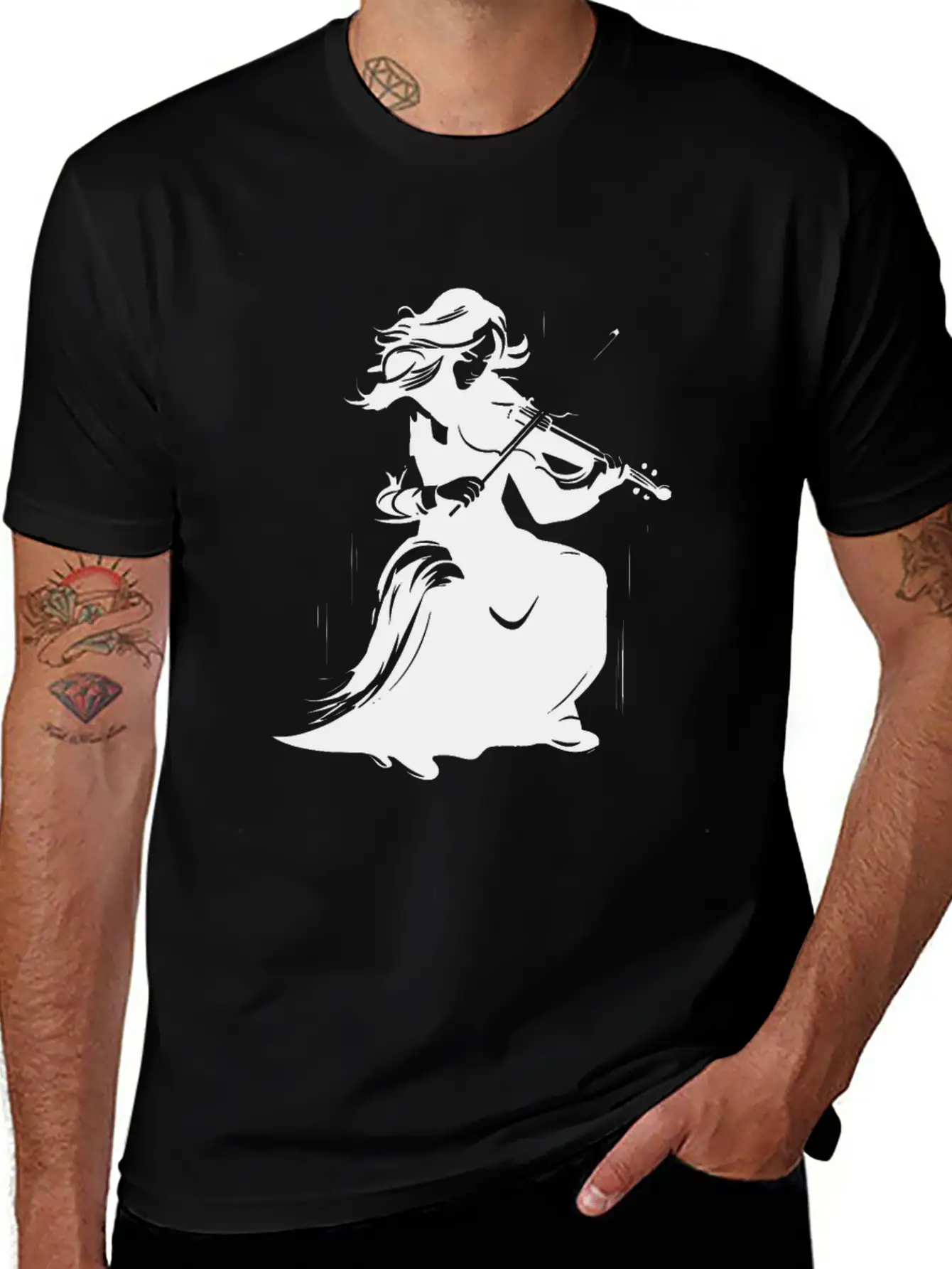 Violin Girl Unisex Short Sleeve Soft Cotton T-Shirt – Casual Everyday Wear