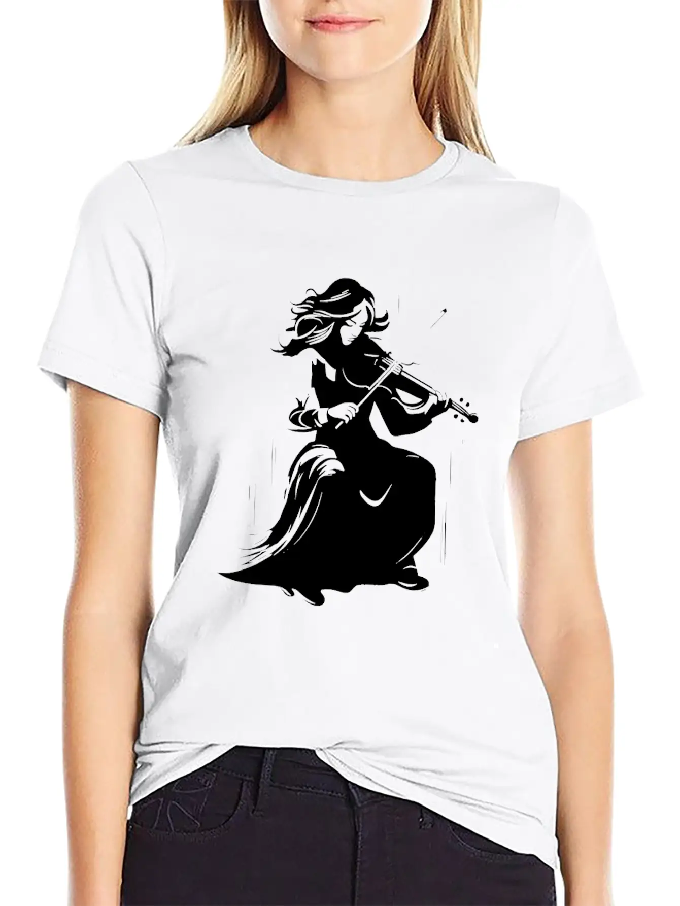 Violin Girl Unisex Short Sleeve Soft Cotton T-Shirt – Casual Everyday Wear