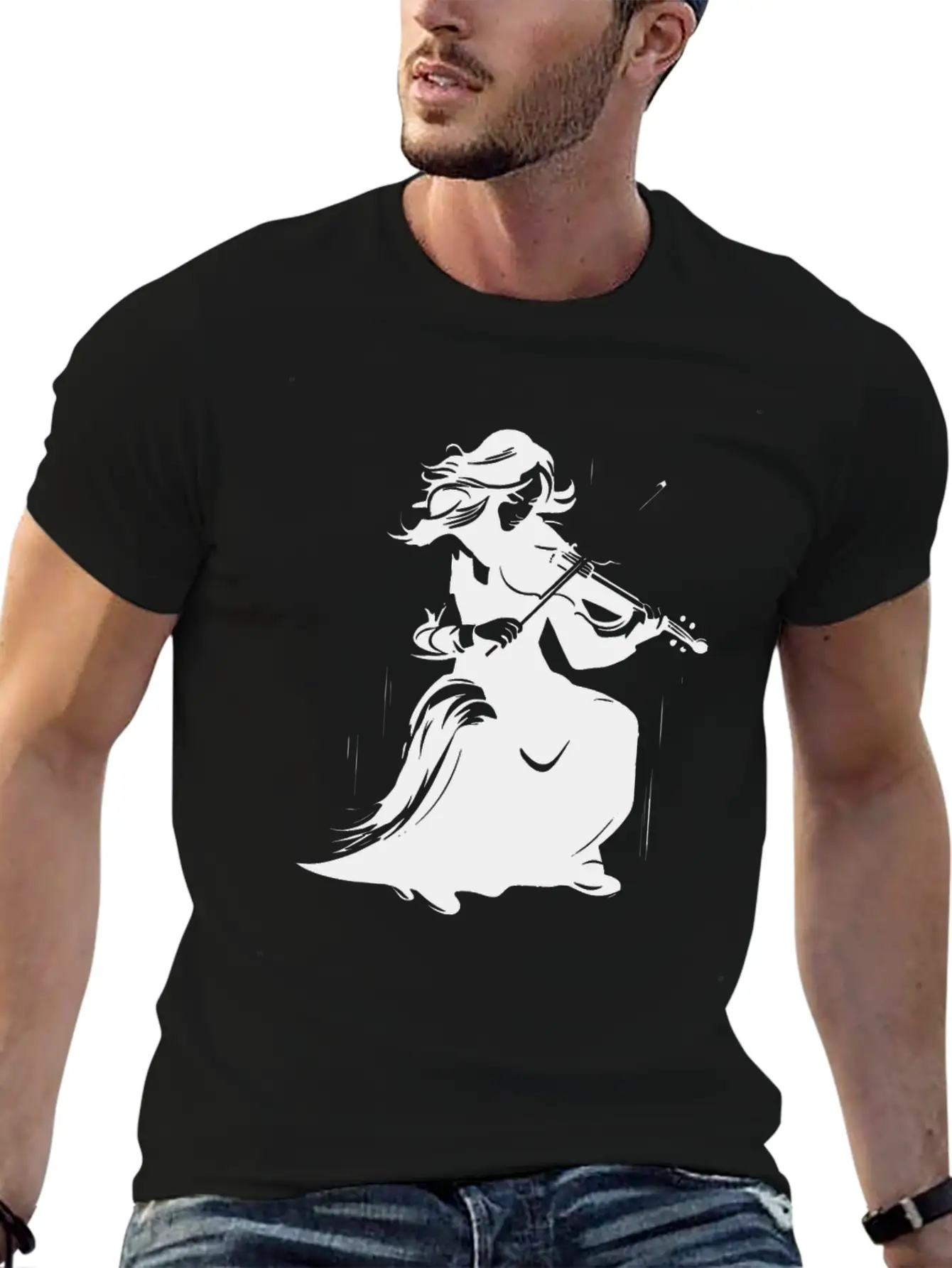 Violin Girl Unisex Short Sleeve Soft Cotton T-Shirt – Casual Everyday Wear