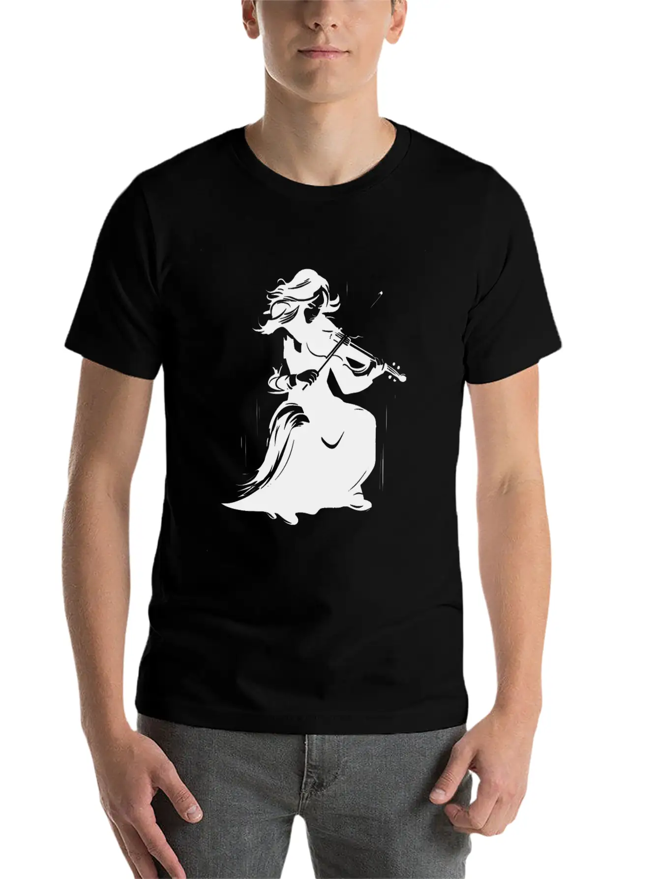 Violin Girl Unisex Short Sleeve Soft Cotton T-Shirt – Casual Everyday Wear