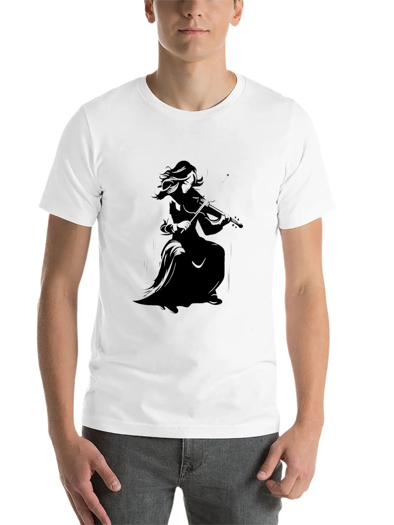 Violin Girl Unisex Short Sleeve Soft Cotton T-Shirt – Casual Everyday Wear
