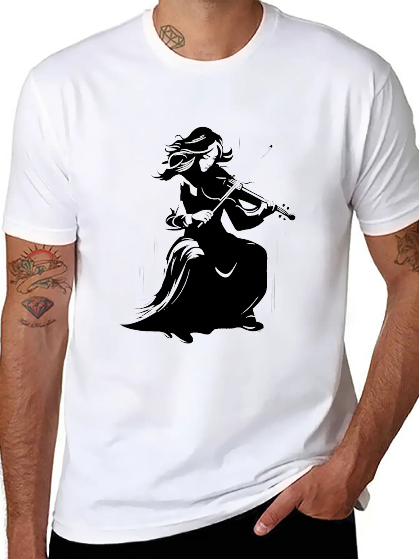 Violin Girl Unisex Short Sleeve Soft Cotton T-Shirt – Casual Everyday Wear