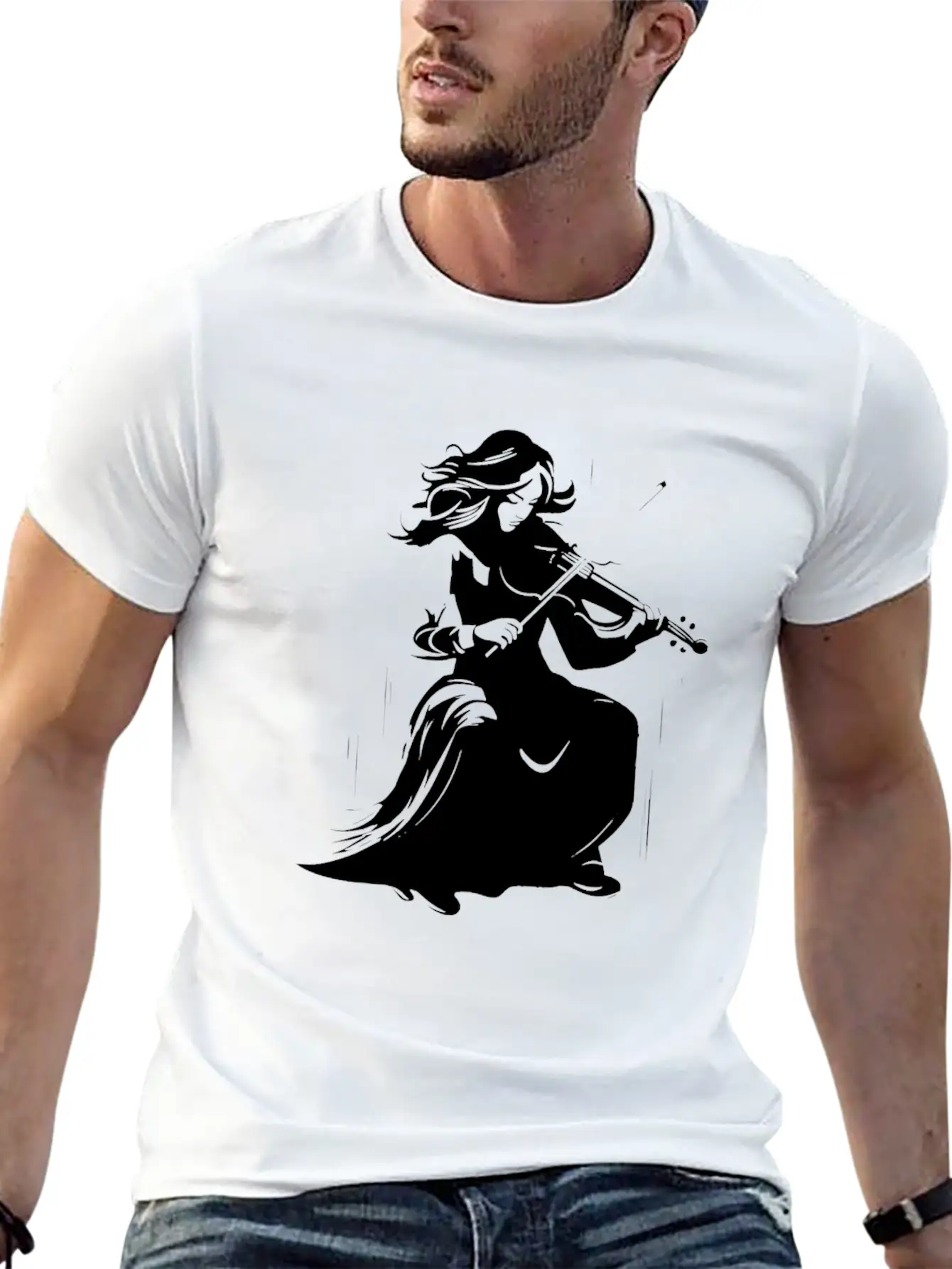 Violin Girl Unisex Short Sleeve Soft Cotton T-Shirt – Casual Everyday Wear