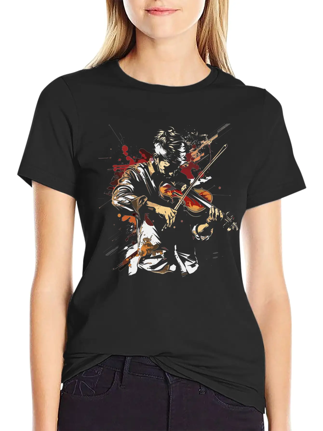 Violin Guy Comfortable Minimalist Graphic Tee – Summer Style Essential