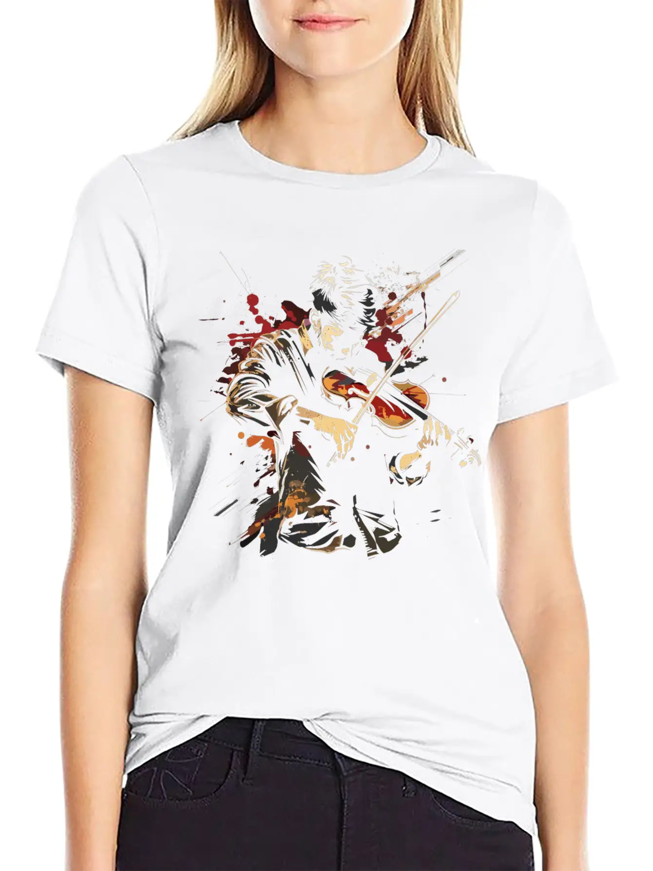 Violin Guy Comfortable Minimalist Graphic Tee – Summer Style Essential