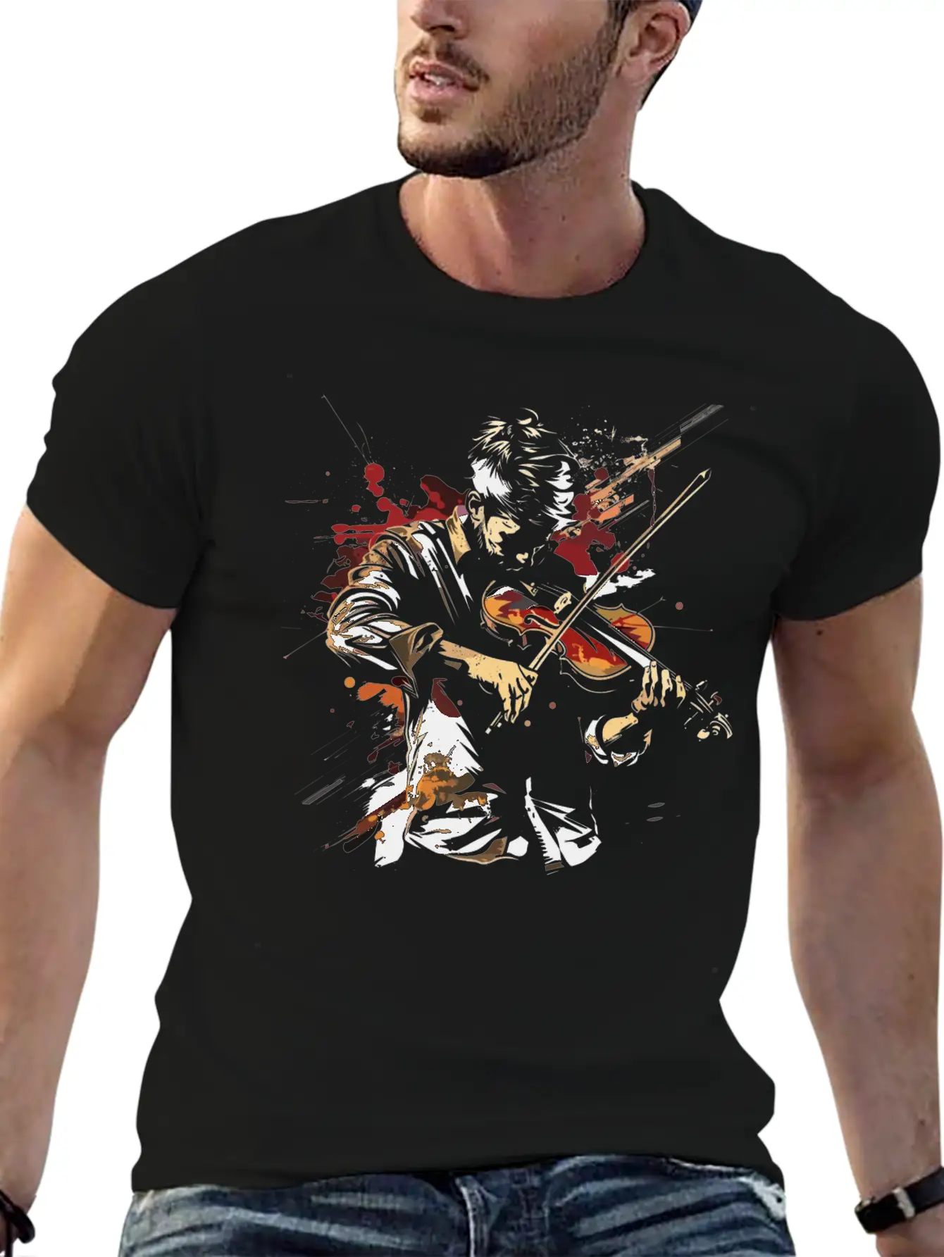 Violin Guy Comfortable Minimalist Graphic Tee – Summer Style Essential