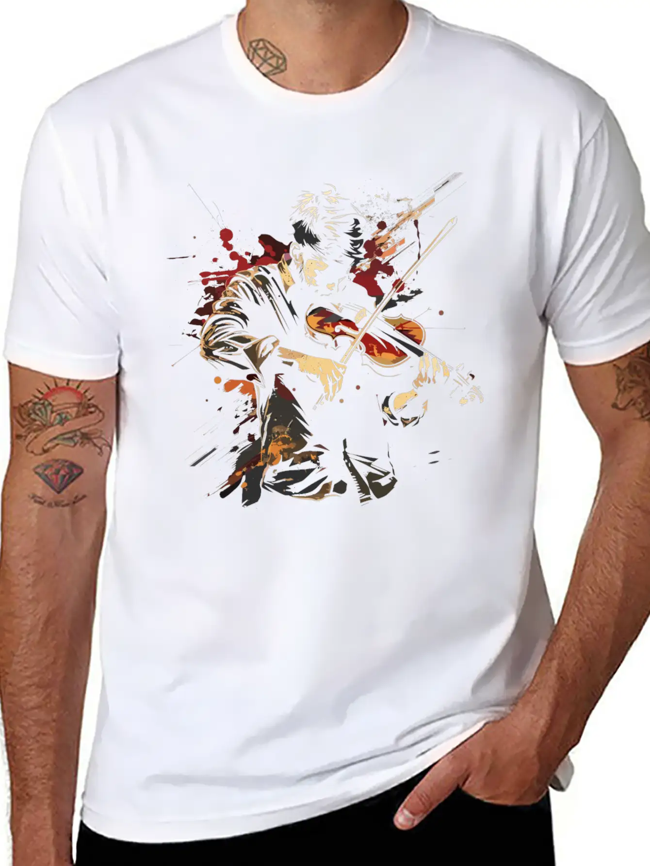 Violin Guy Comfortable Minimalist Graphic Tee – Summer Style Essential