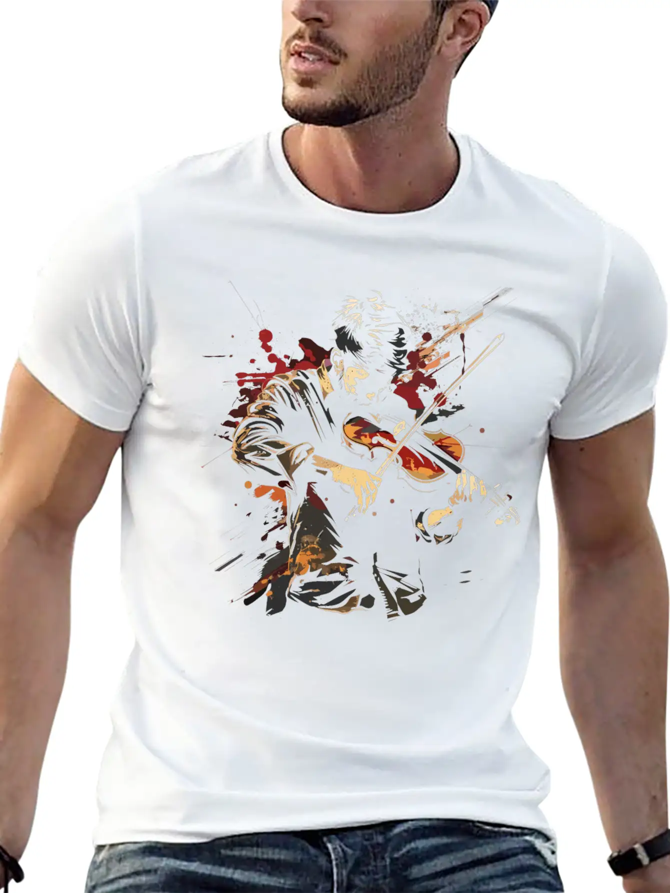 Violin Guy Comfortable Minimalist Graphic Tee – Summer Style Essential