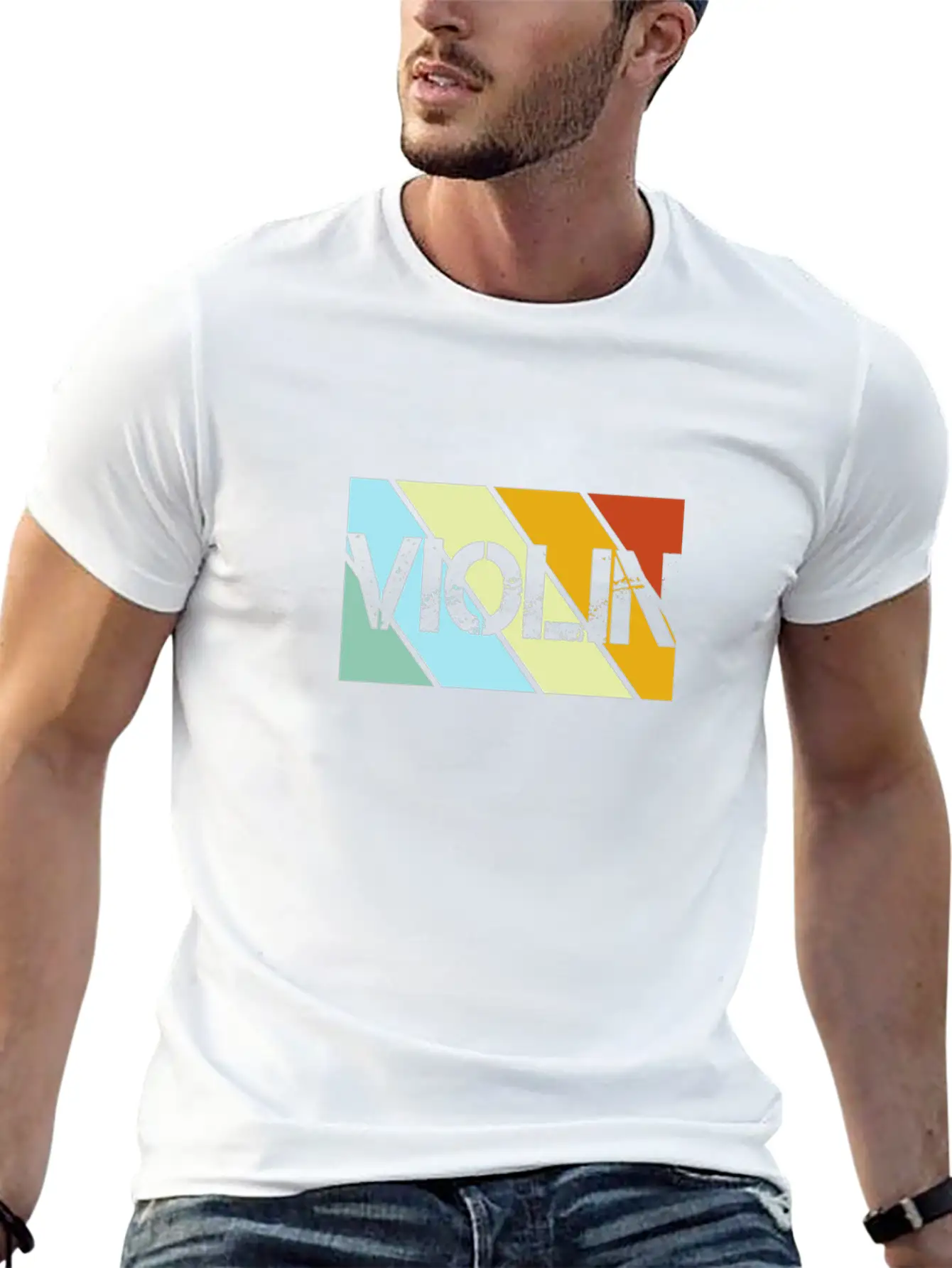 Violin Retro Stylish Everyday T-Shirt – Unisex Basic Cotton Tee