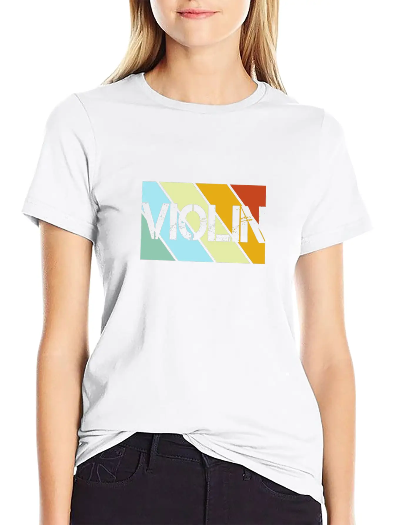 Violin Retro Stylish Everyday T-Shirt – Unisex Basic Cotton Tee