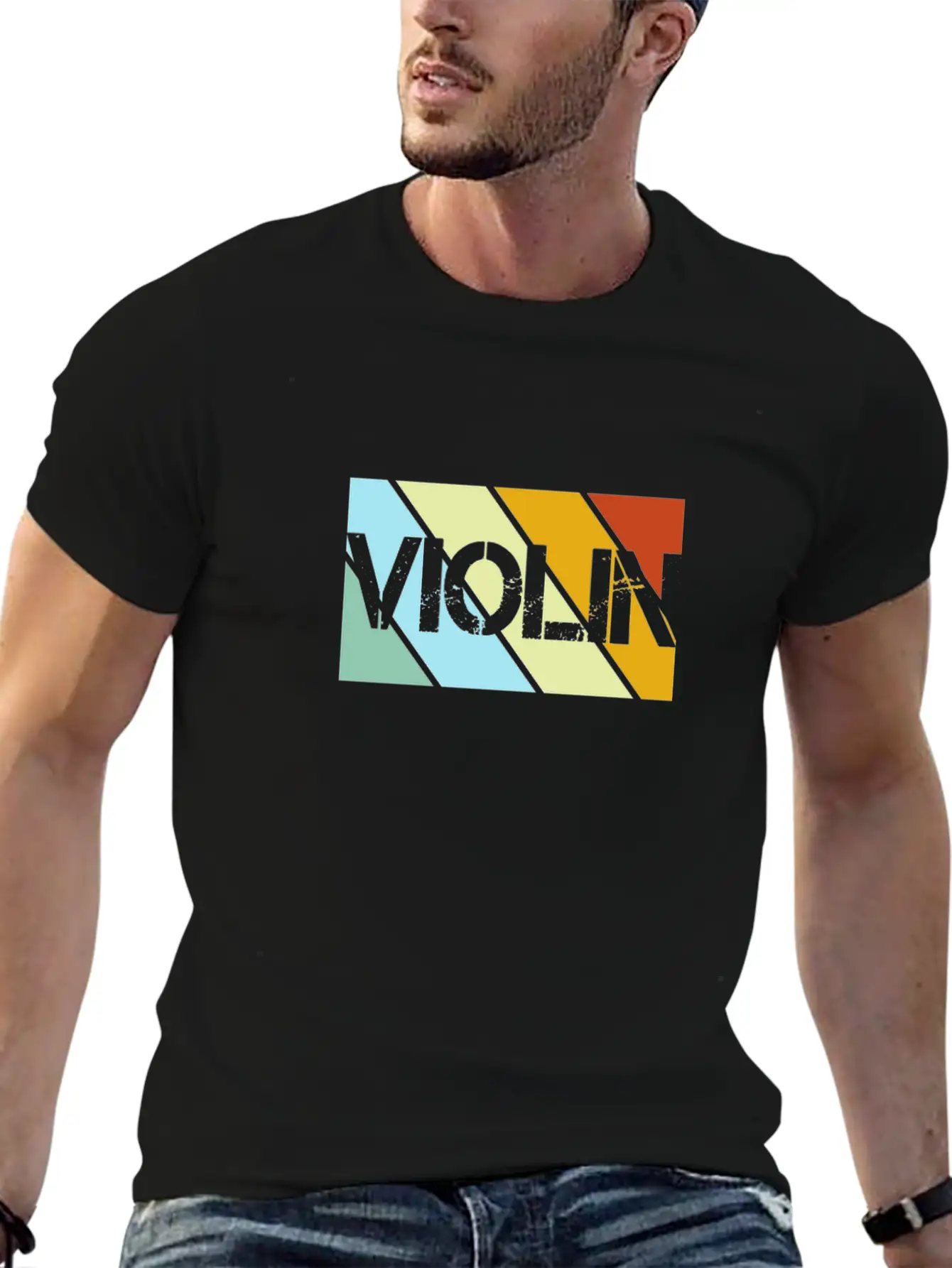 Violin Retro Stylish Everyday T-Shirt – Unisex Basic Cotton Tee