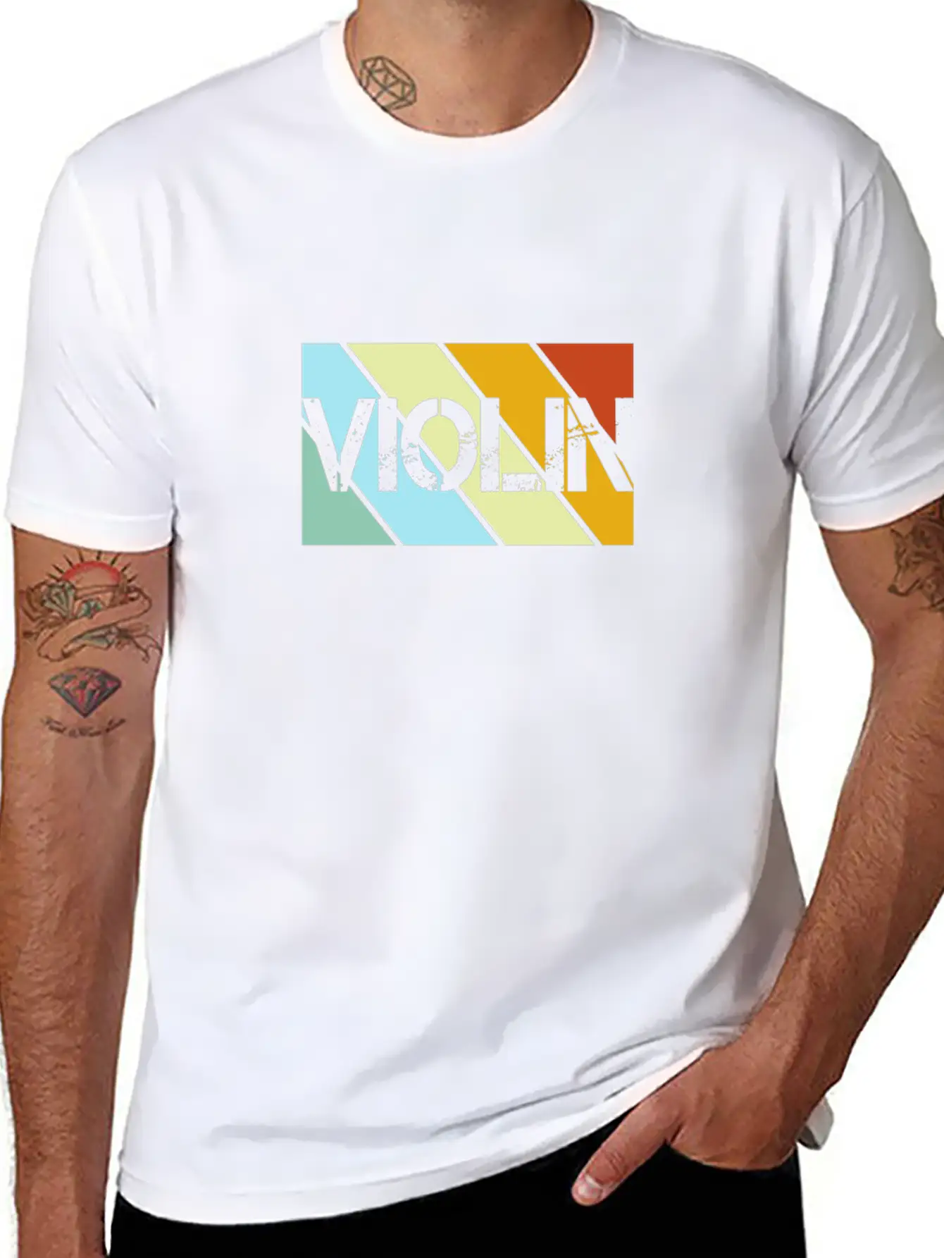 Violin Retro Stylish Everyday T-Shirt – Unisex Basic Cotton Tee