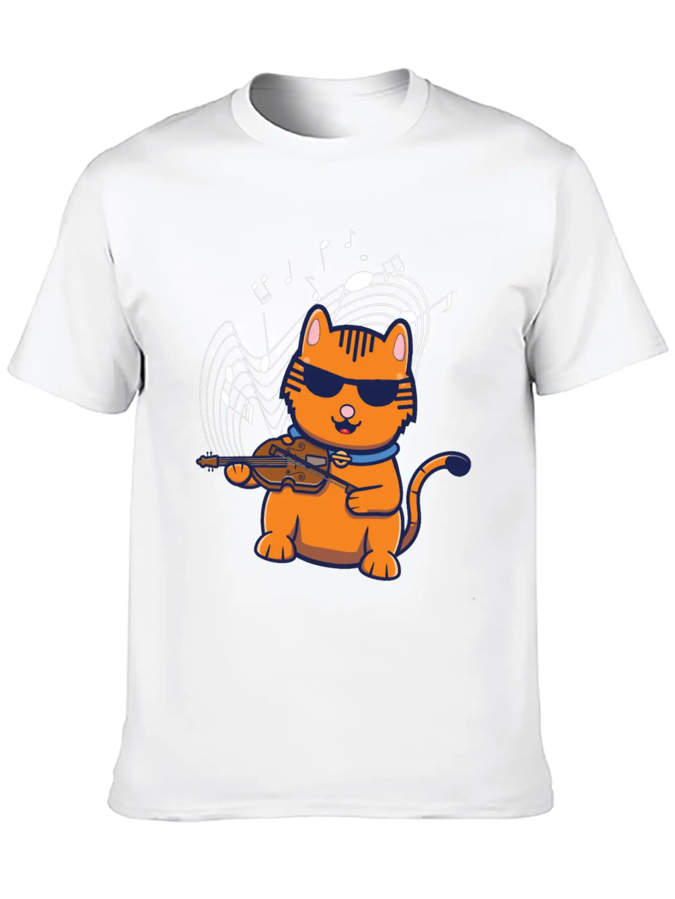 Violin Violinist Jazz Cat Stylish Everyday T-Shirt – Unisex Basic Cotton Tee