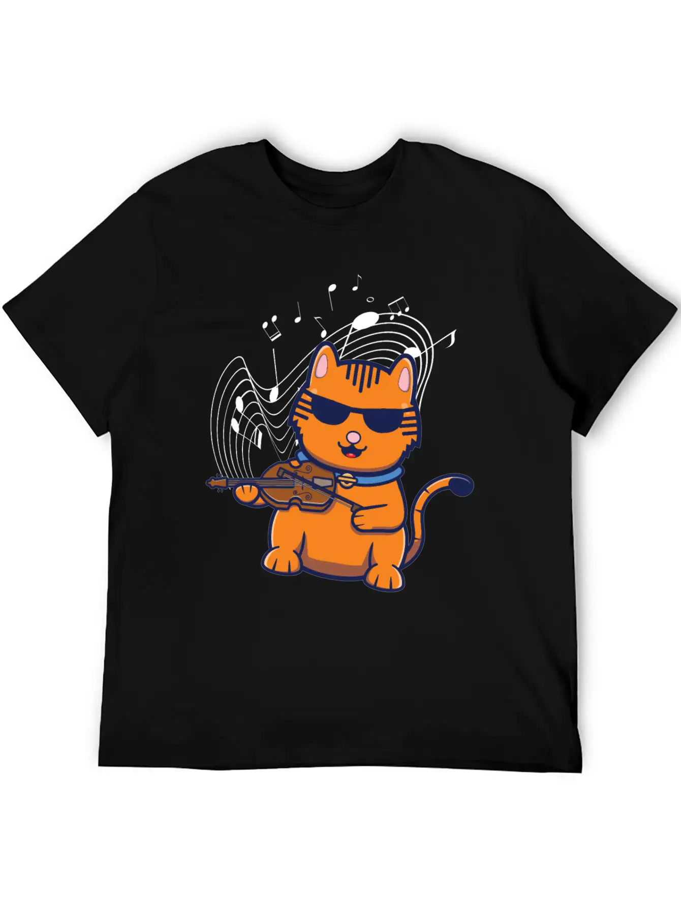 Violin Violinist Jazz Cat Stylish Everyday T-Shirt – Unisex Basic Cotton Tee
