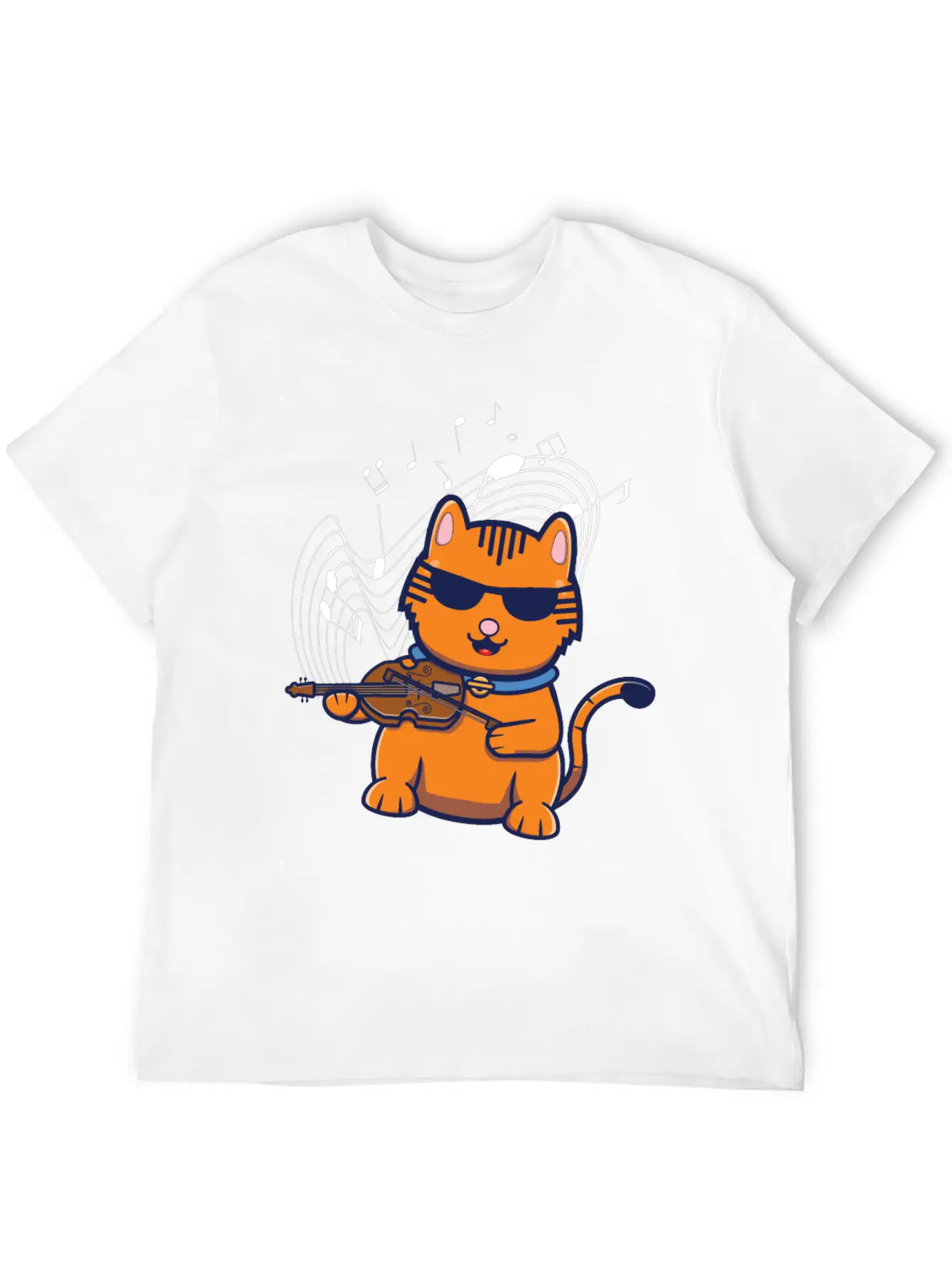 Violin Violinist Jazz Cat Stylish Everyday T-Shirt – Unisex Basic Cotton Tee