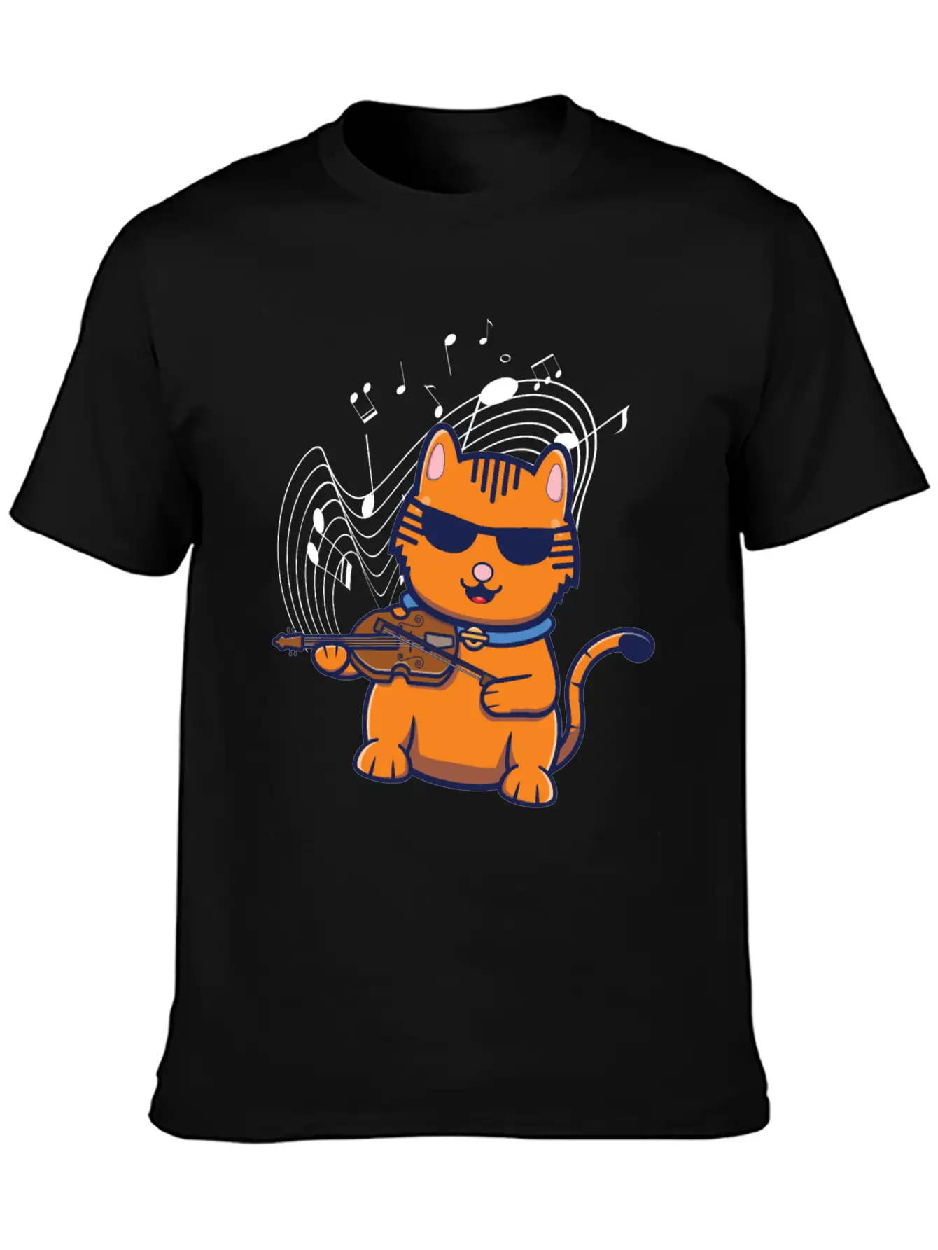 Violin Violinist Jazz Cat Stylish Everyday T-Shirt – Unisex Basic Cotton Tee