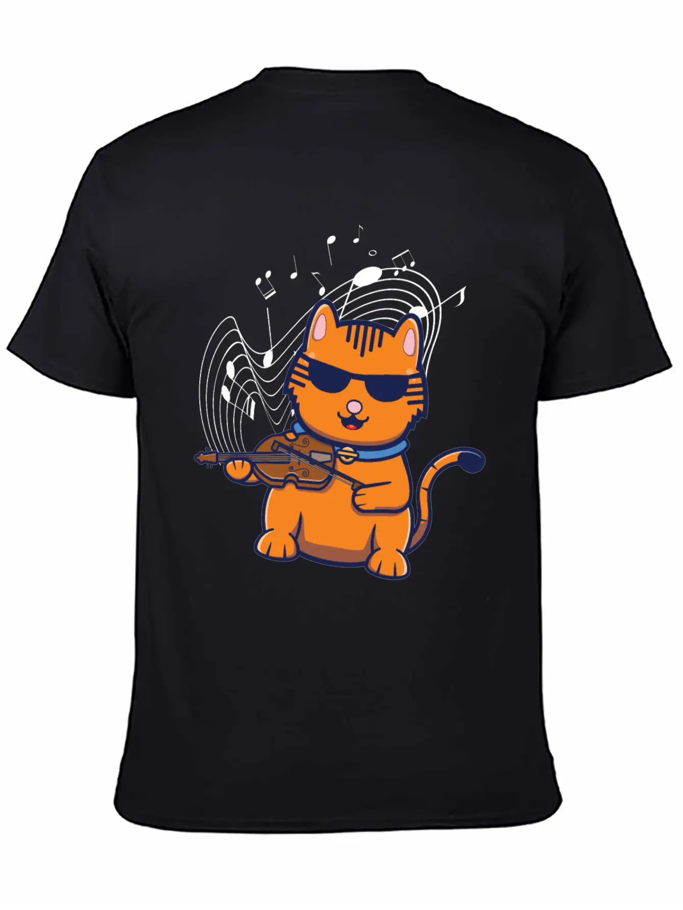 Violin Violinist Jazz Cat Stylish Everyday T-Shirt – Unisex Basic Cotton Tee