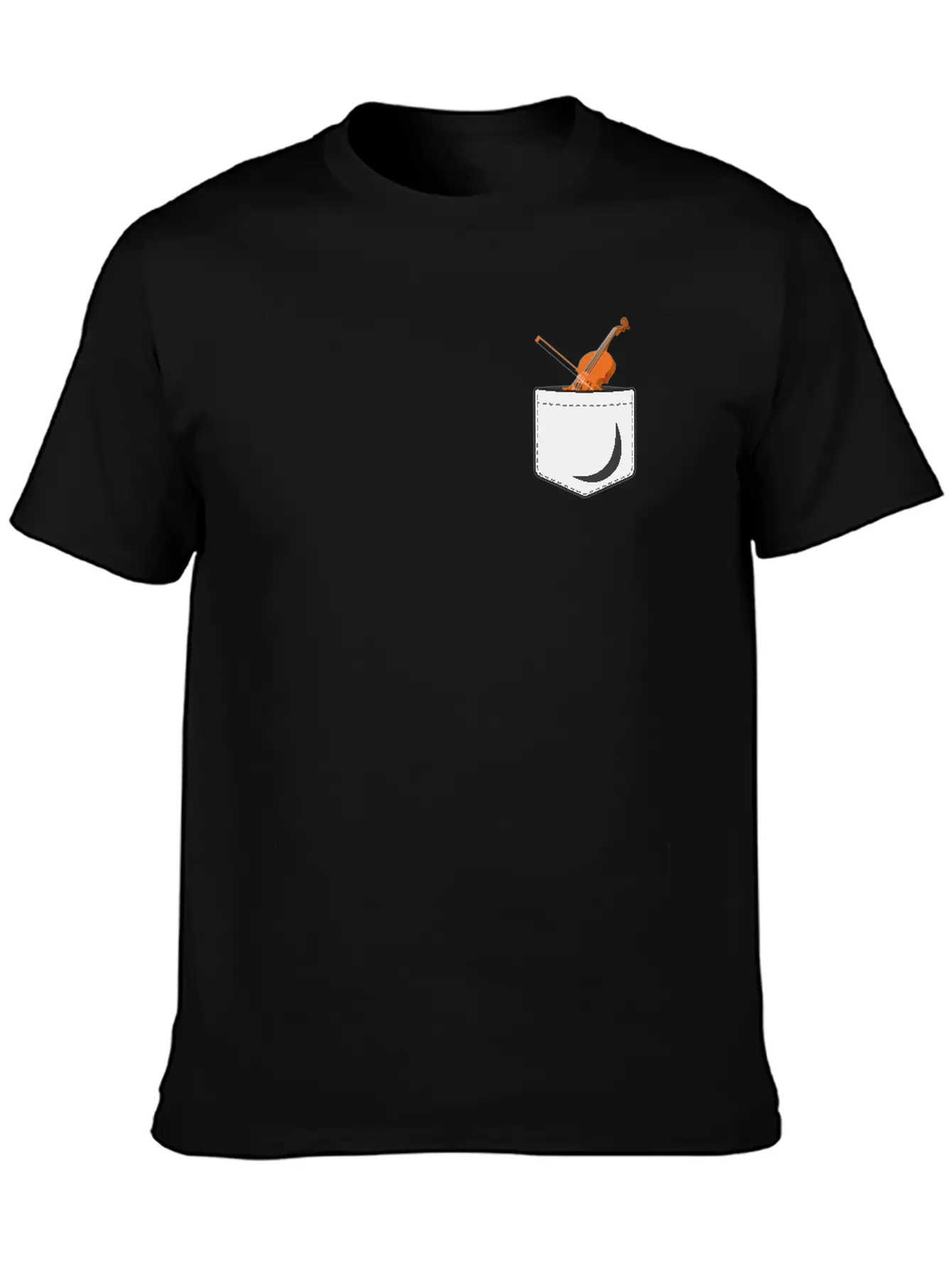 Violin Violinist Pocket Stylish Everyday T-Shirt – Unisex Basic Cotton Tee