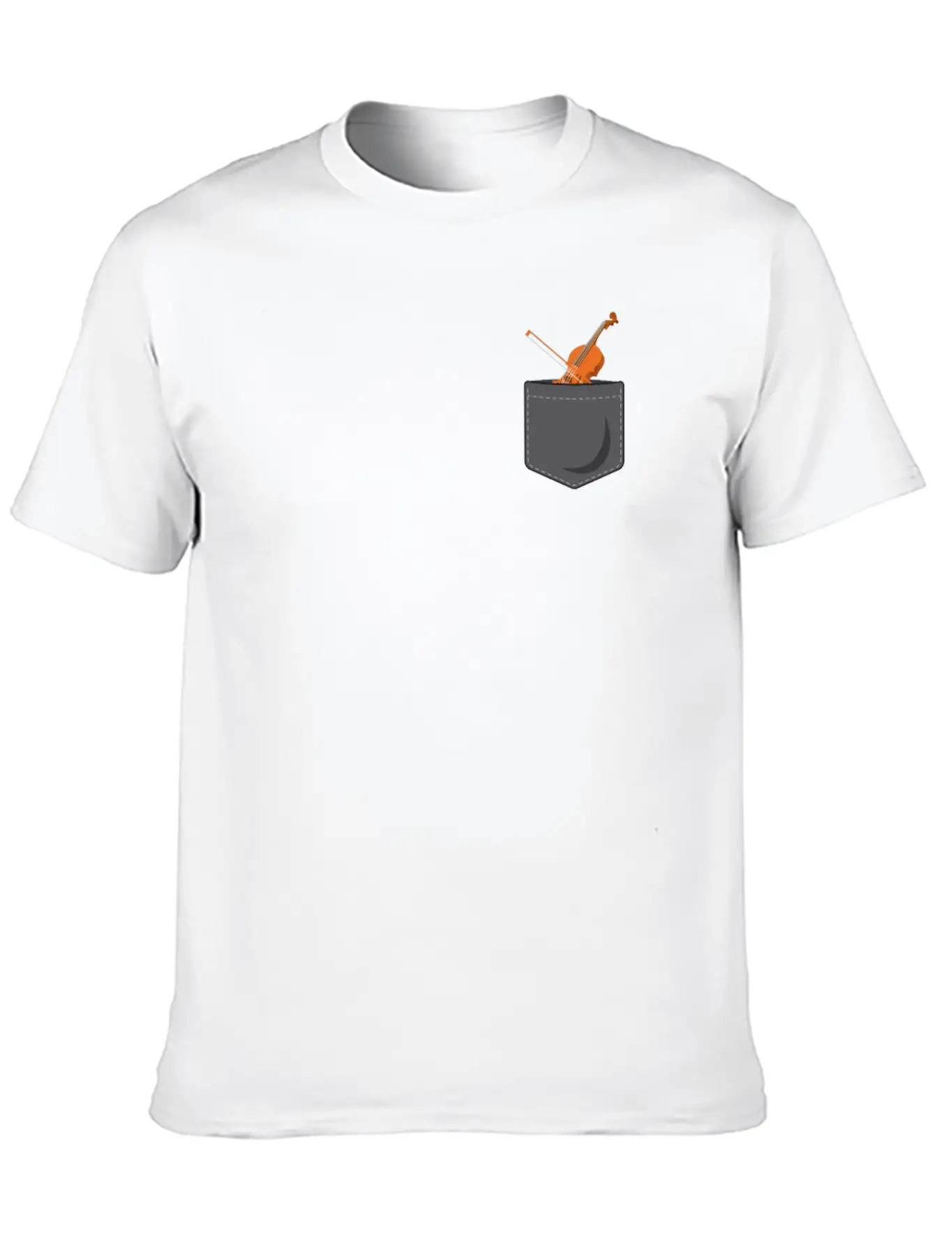 Violin Violinist Pocket Stylish Everyday T-Shirt – Unisex Basic Cotton Tee