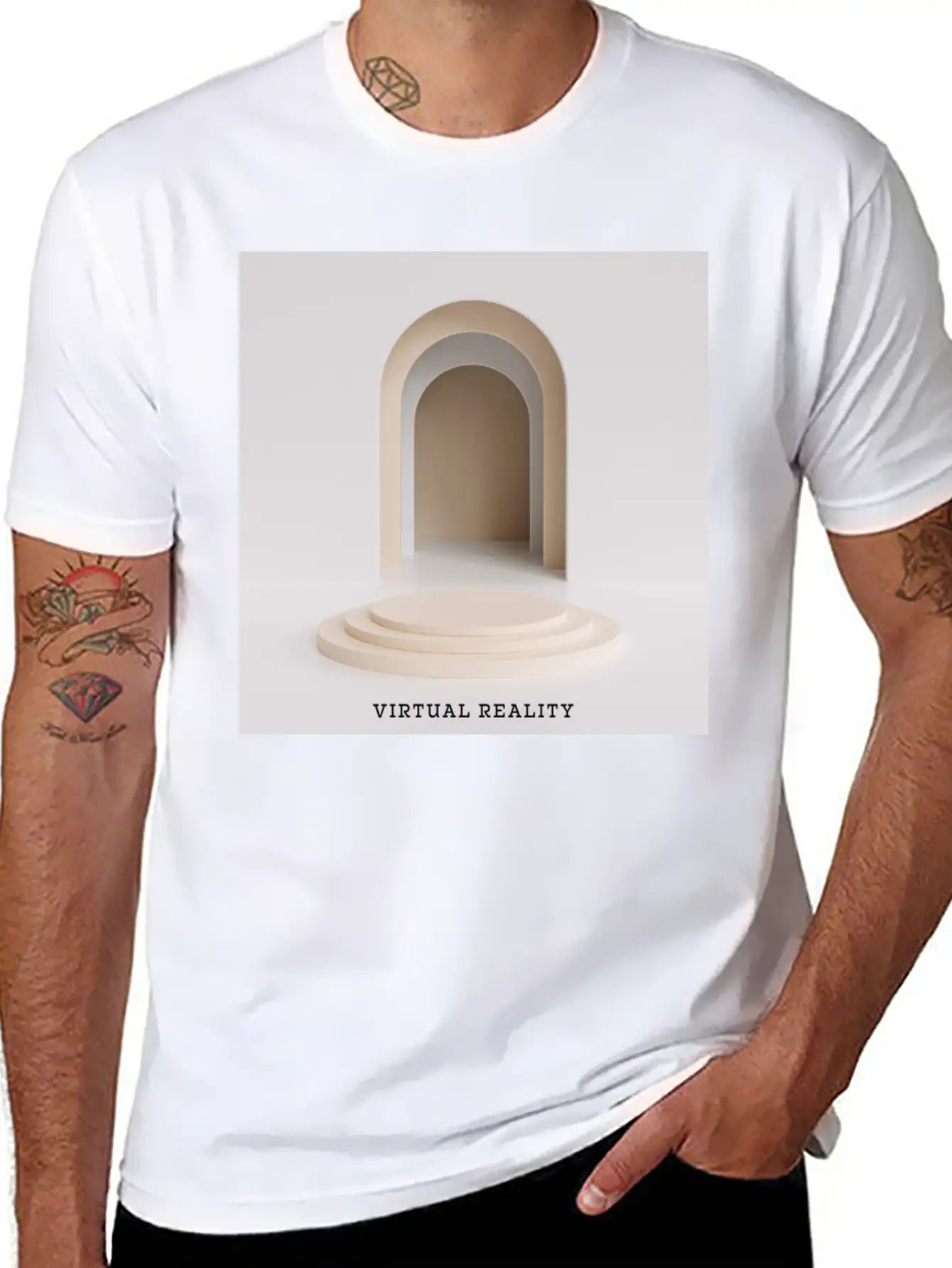 VIRTUAL REALITY Album Cover Sticker Basic Graphic T-Shirt – Daily Comfort In Soft Cotton