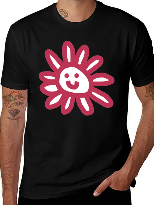 Viva Magenta Daisy Flower Face Graphic Basic Graphic T-Shirt – Daily Comfort In Soft Cotton