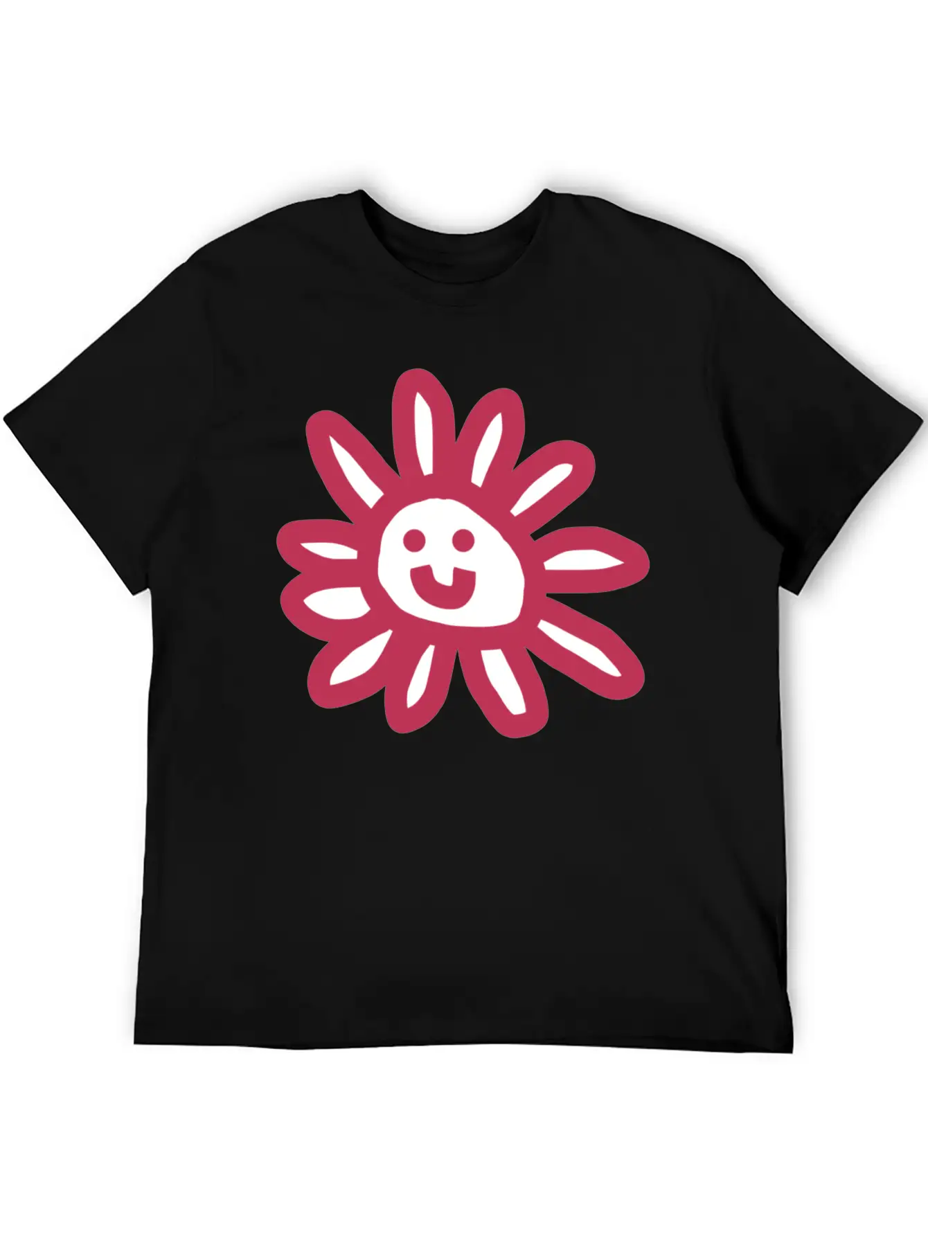 Viva Magenta Daisy Flower Face Graphic Basic Graphic T-Shirt – Daily Comfort In Soft Cotton
