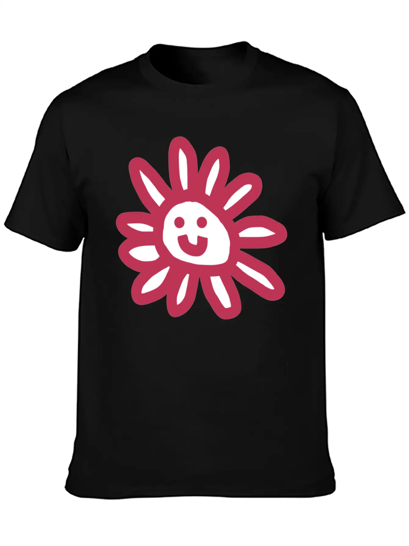 Viva Magenta Daisy Flower Face Graphic Basic Graphic T-Shirt – Daily Comfort In Soft Cotton