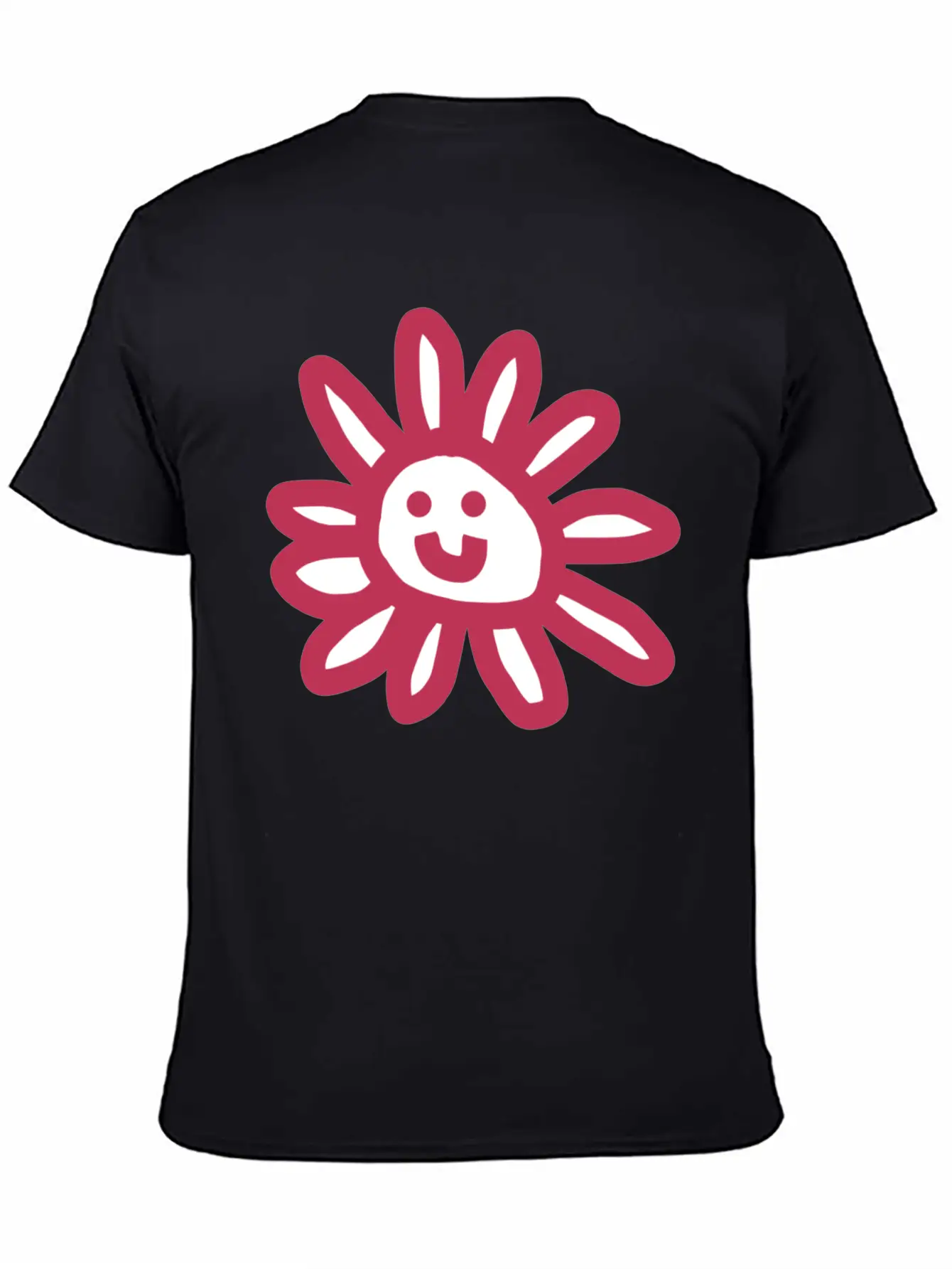 Viva Magenta Daisy Flower Face Graphic Basic Graphic T-Shirt – Daily Comfort In Soft Cotton