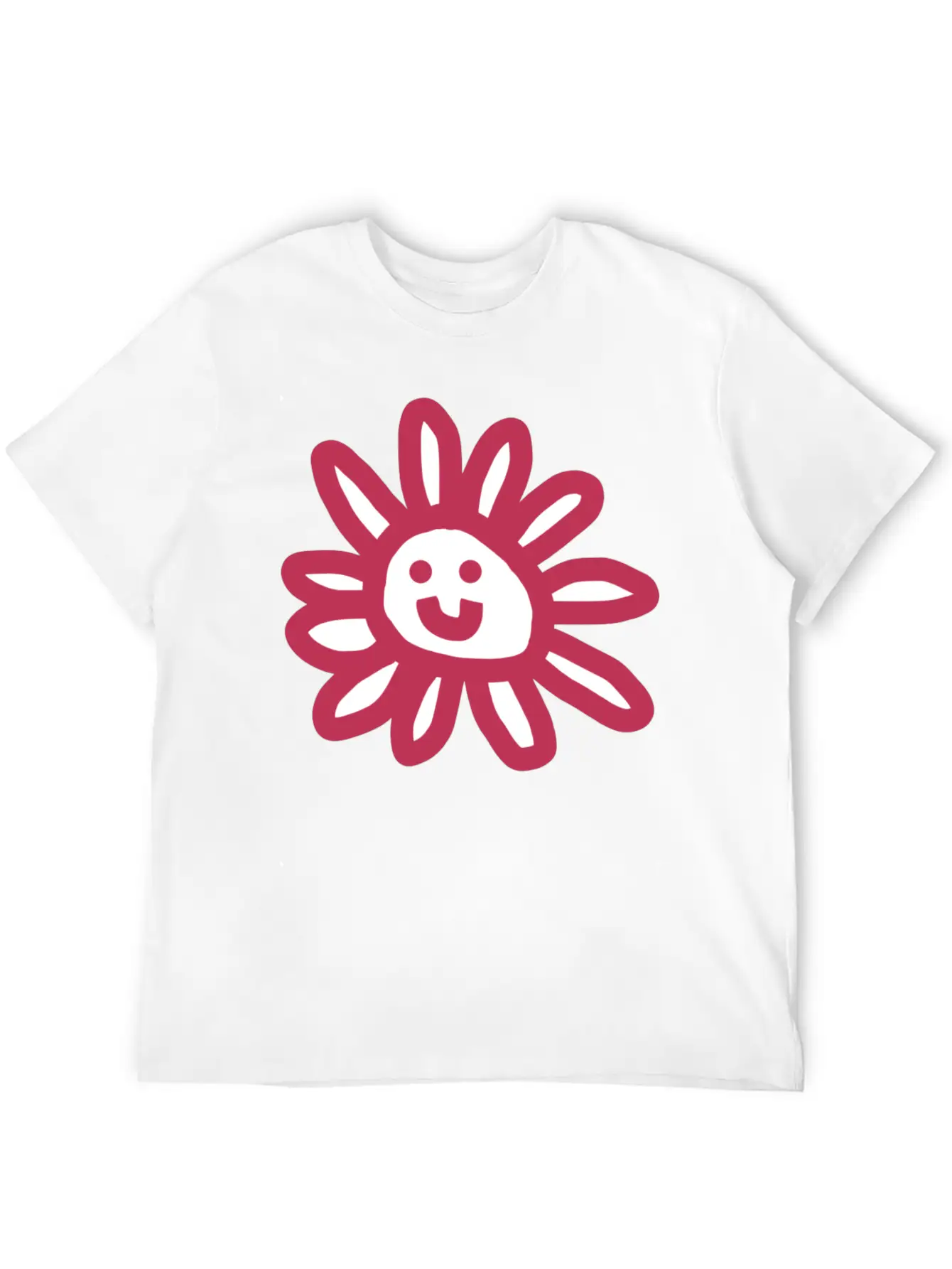 Viva Magenta Daisy Flower Face Graphic Basic Graphic T-Shirt – Daily Comfort In Soft Cotton