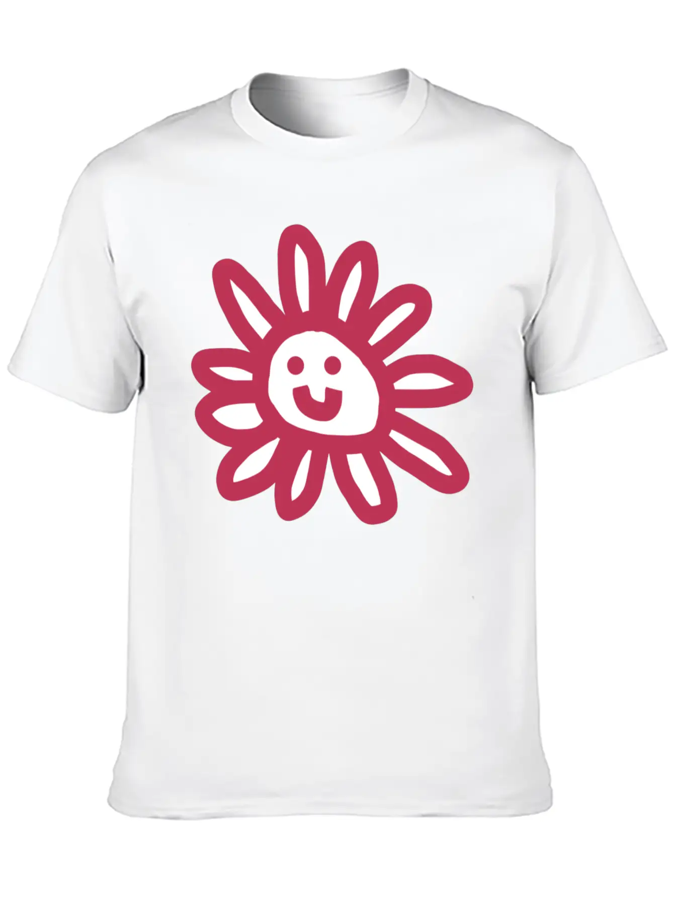 Viva Magenta Daisy Flower Face Graphic Basic Graphic T-Shirt – Daily Comfort In Soft Cotton