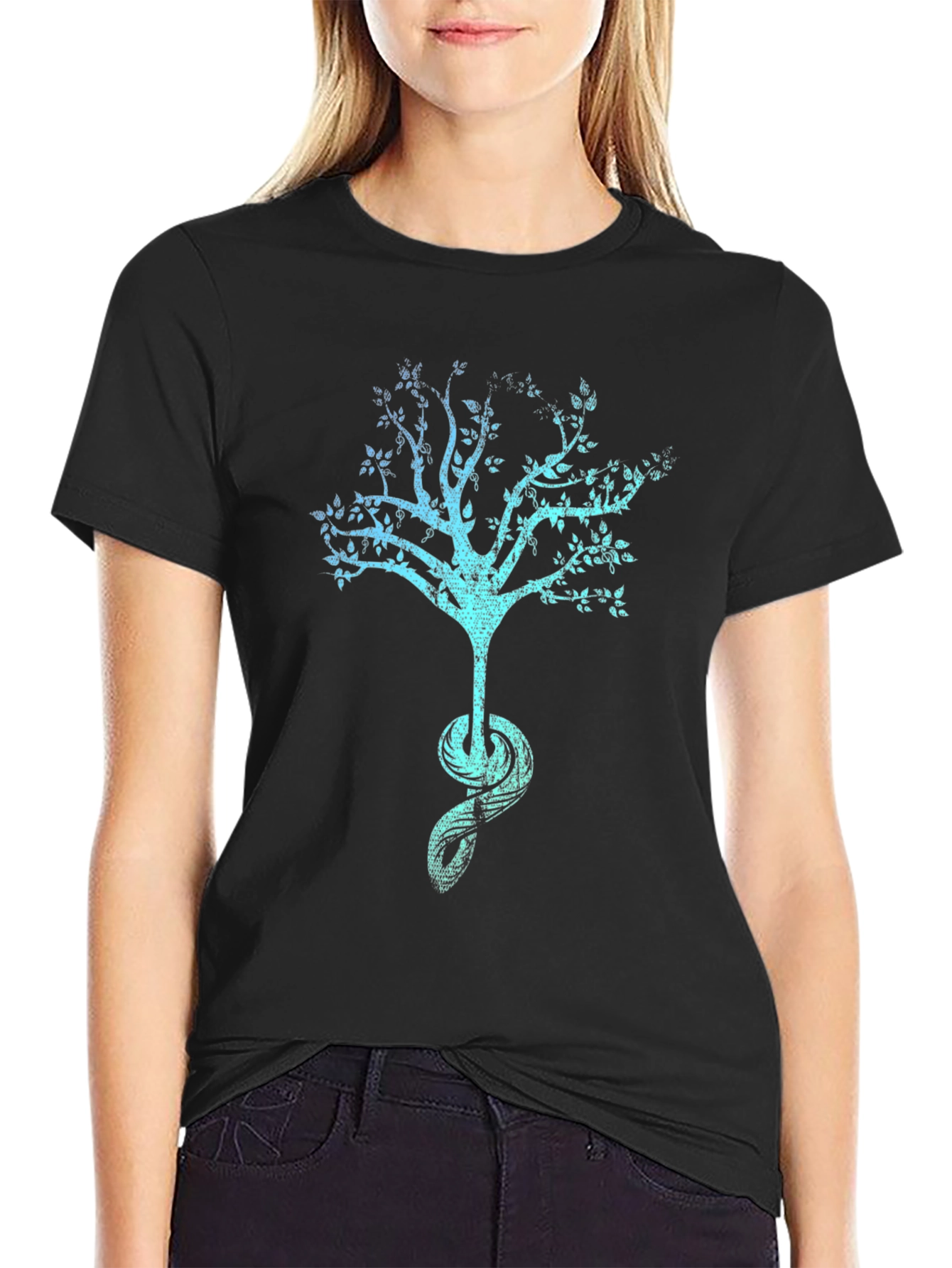Tree of Life Graphic Tee - Black Cotton Blend
