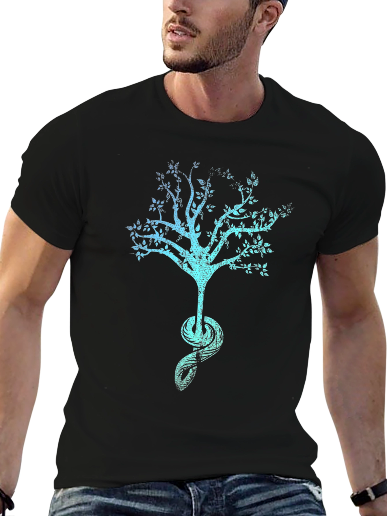 Tree of Life Graphic Tee - Black Cotton Blend